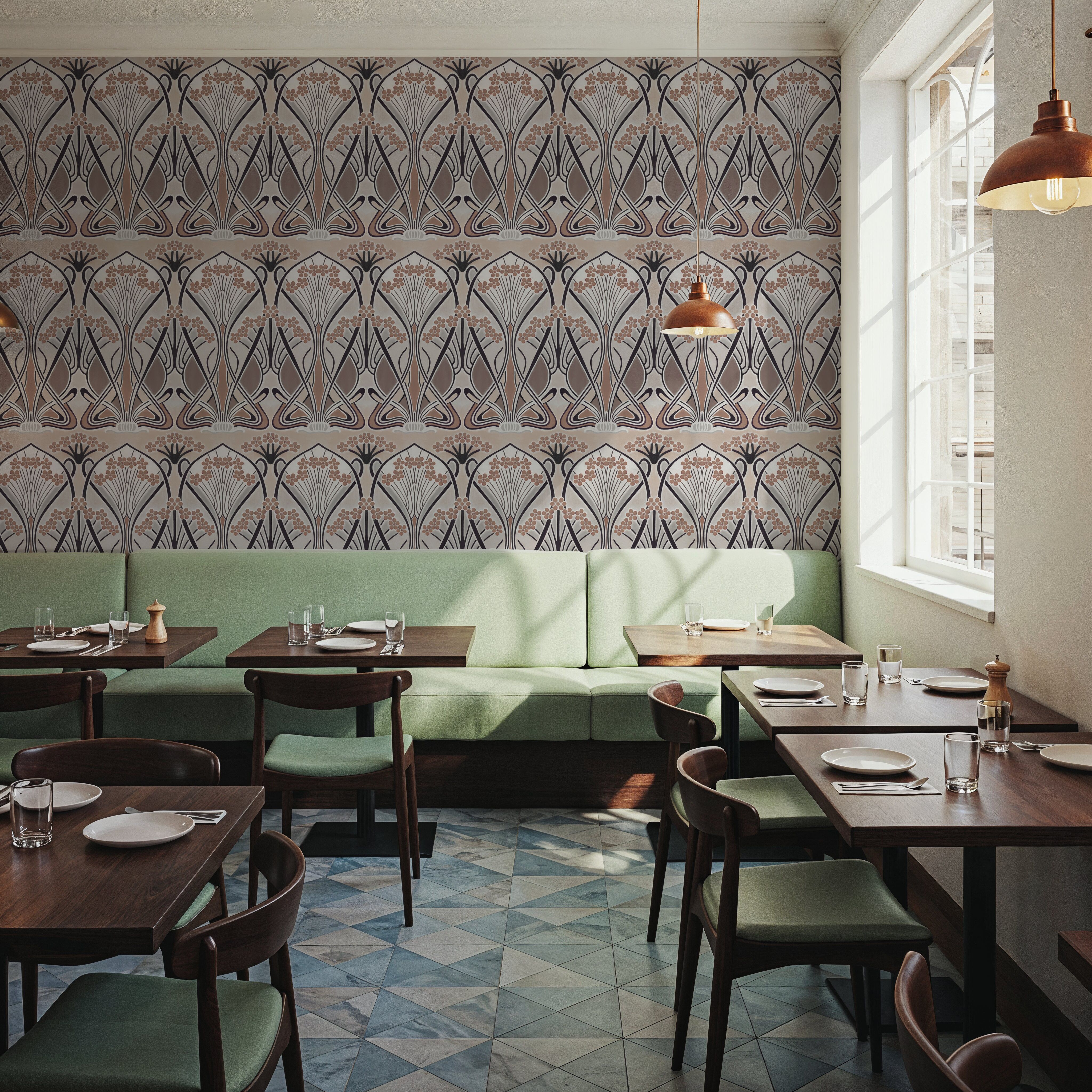 Floral Art Deco Aura, Walnut Dust