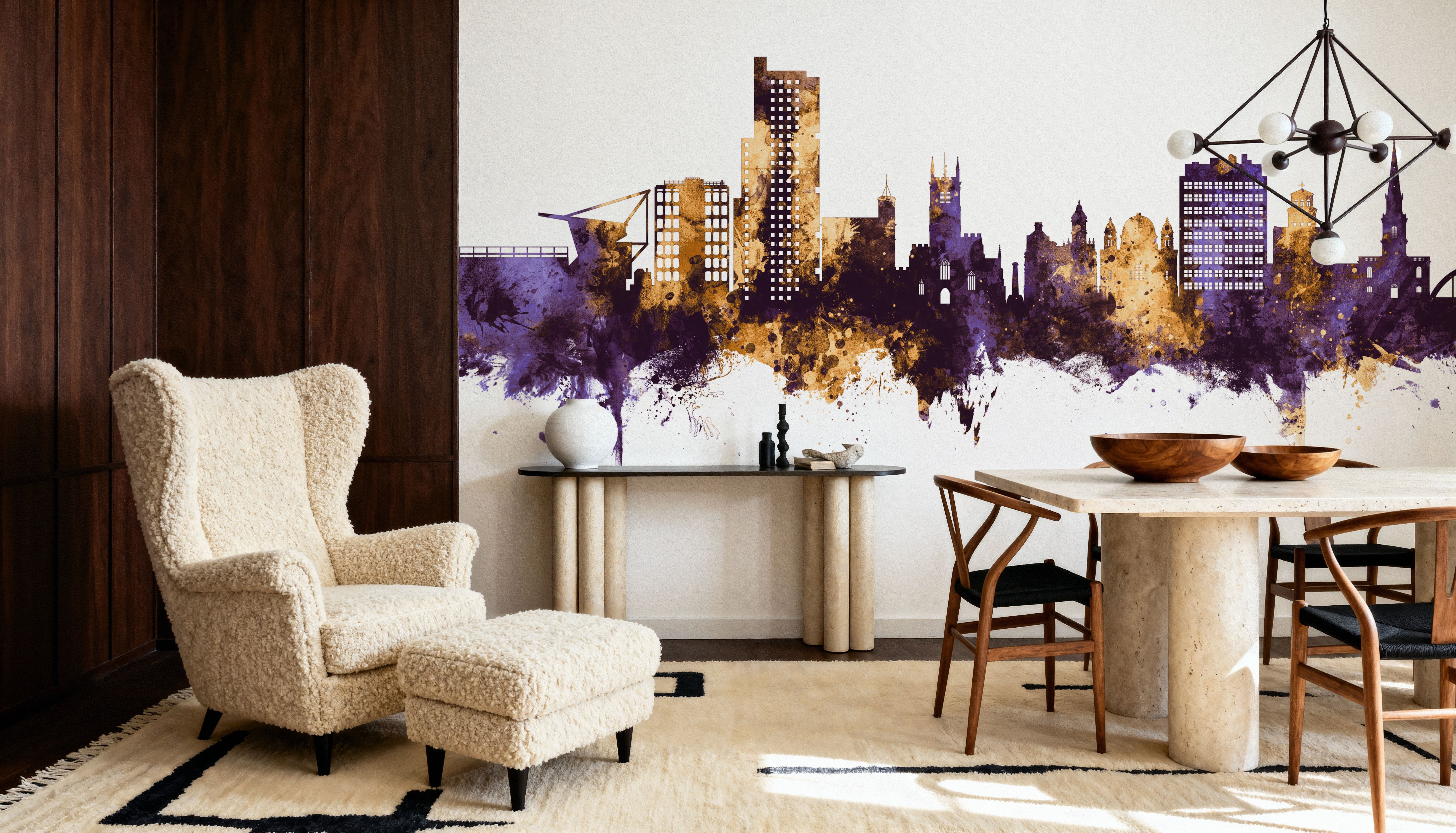 Wolverhampton England Skyline Purple & Gold