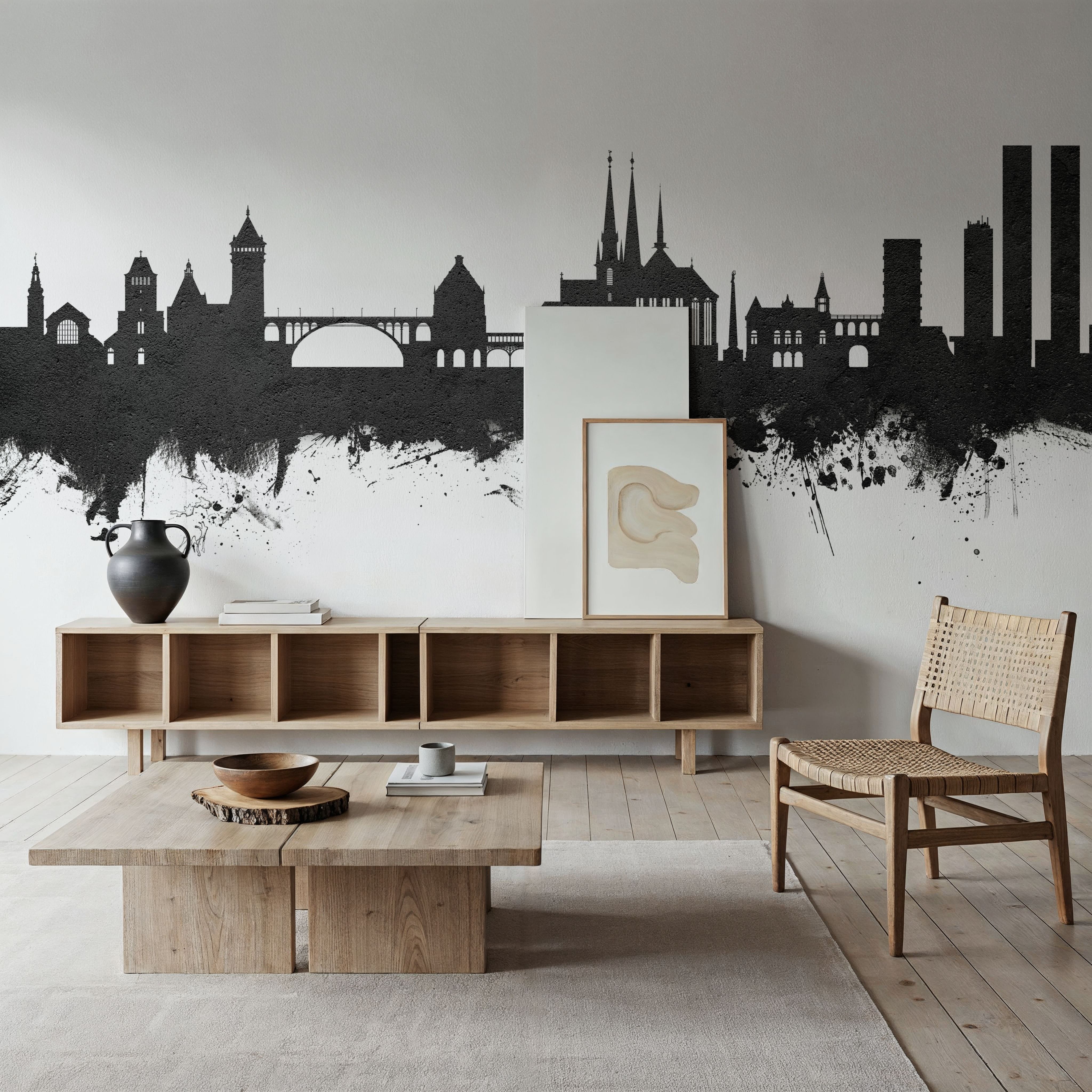 Luxembourg City Skyline Black & White