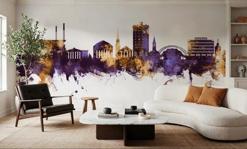 Charlottesville Virginia Skyline Purple & Gold