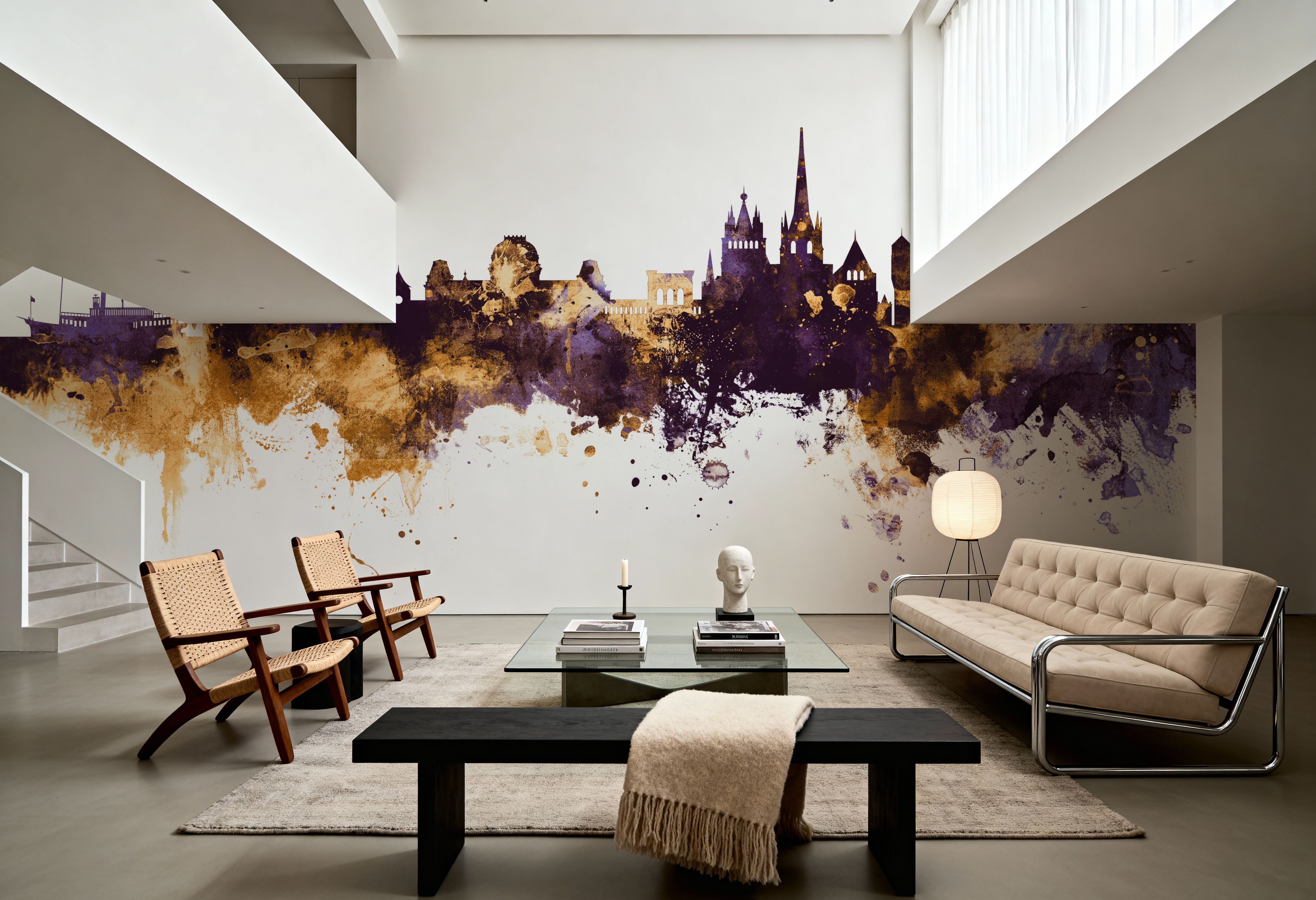Lausanne Switzerland Skyline Purple & Gold