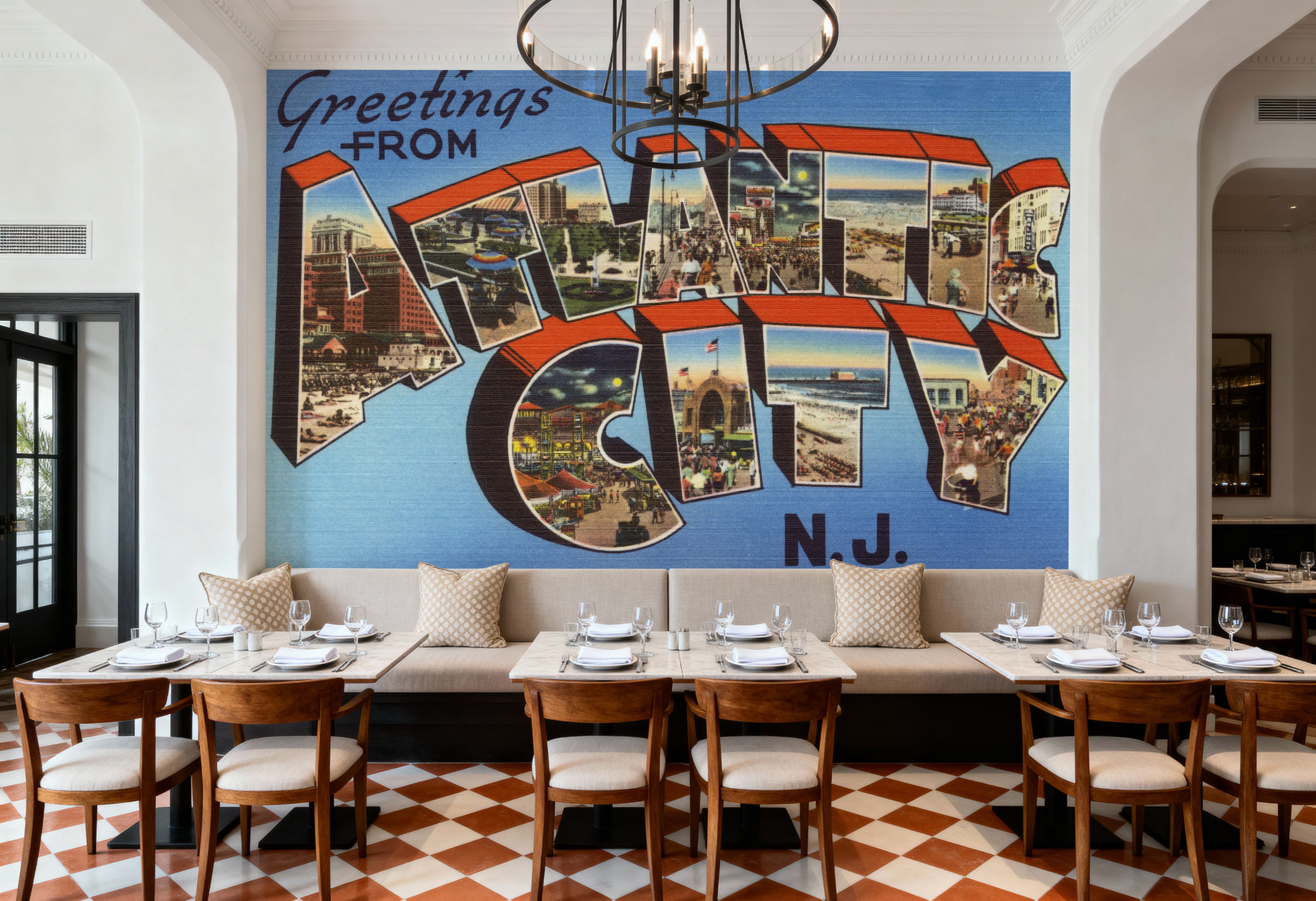 Greetings from Atlantic City - Screenprint Postcard