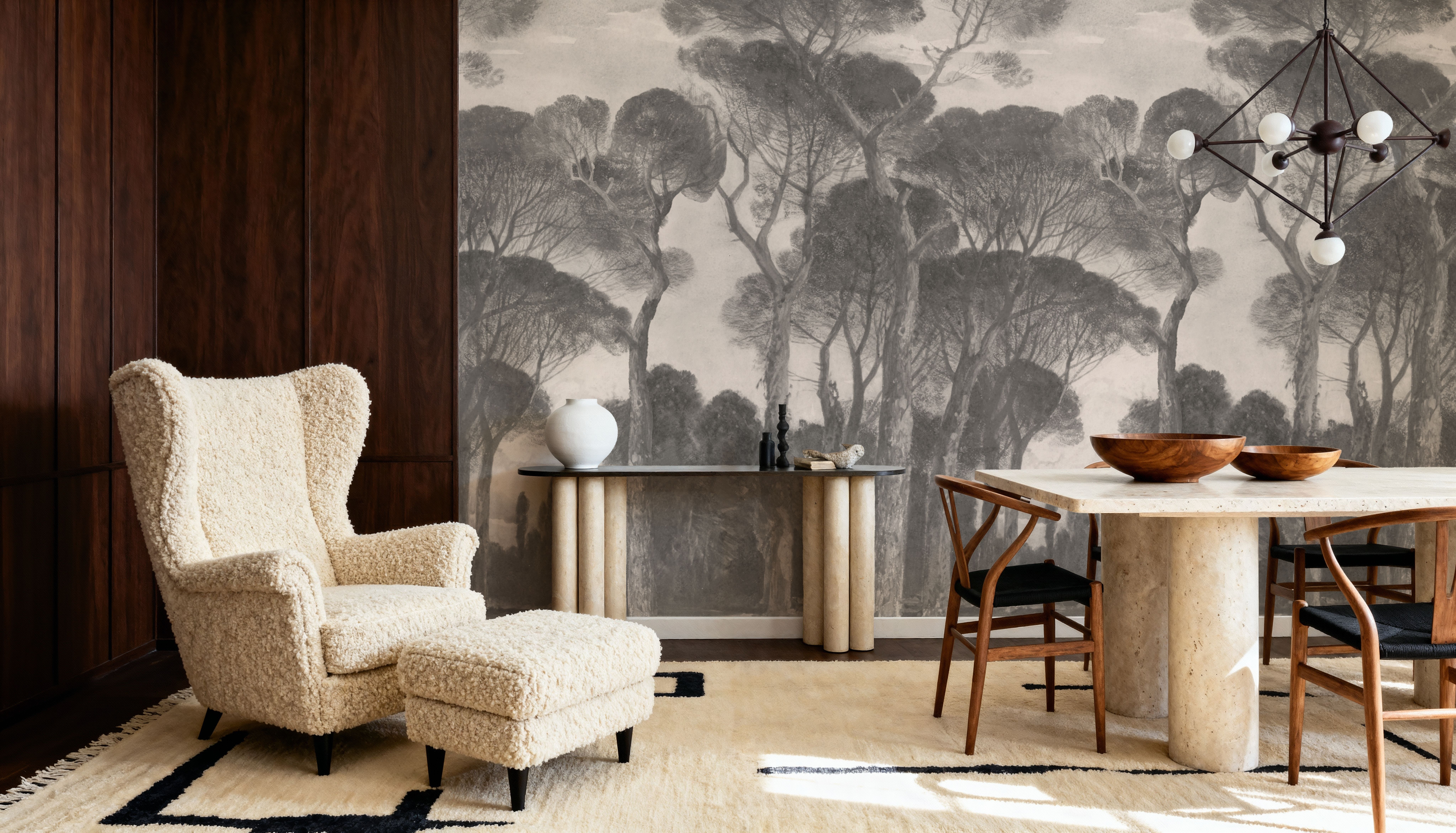 Umbrella Pines Landscape, Sepia