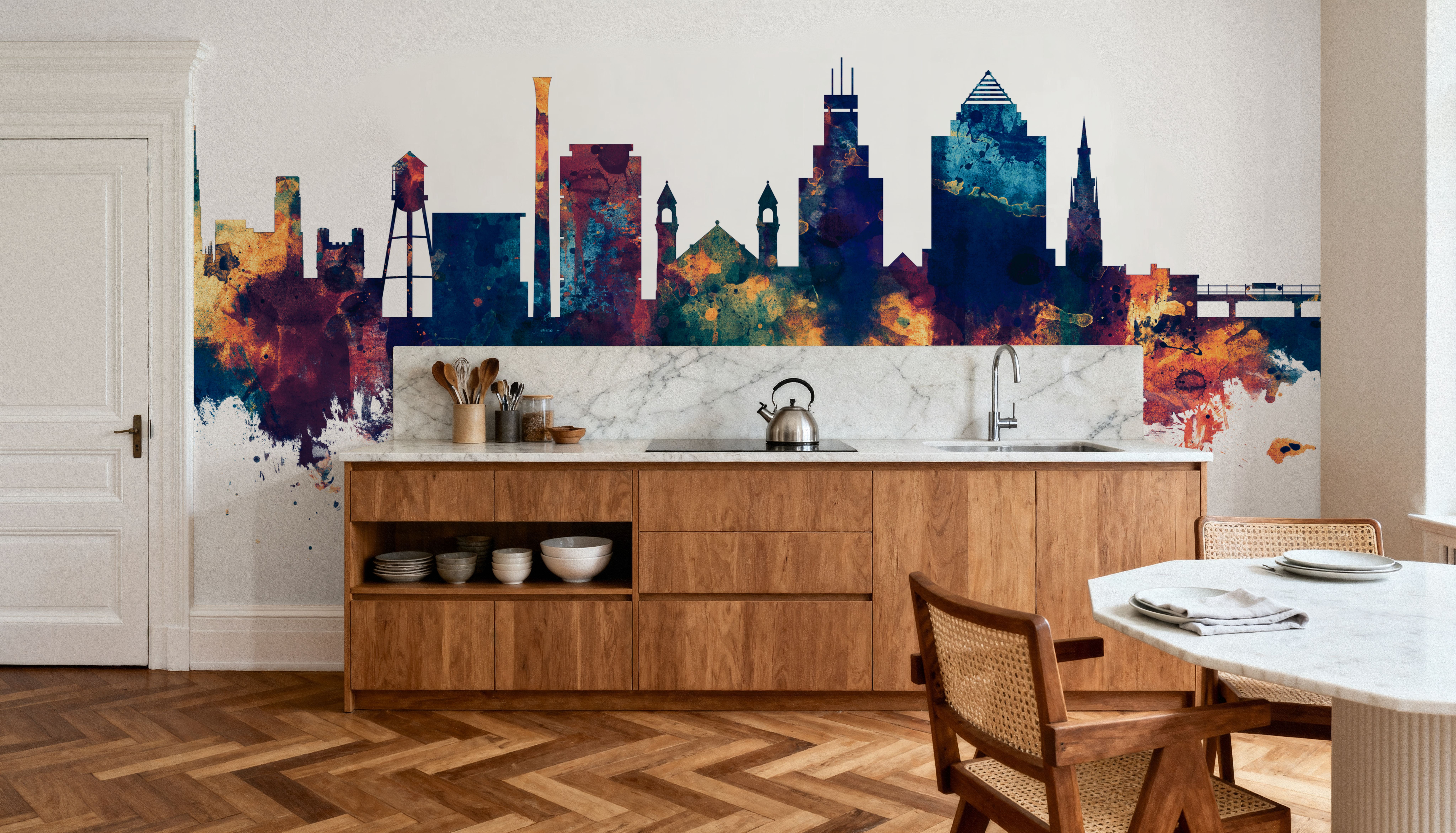 Durham North Carolina Skyline Blue & Bronze