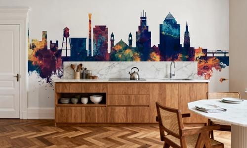 Durham North Carolina Skyline Blue & Bronze