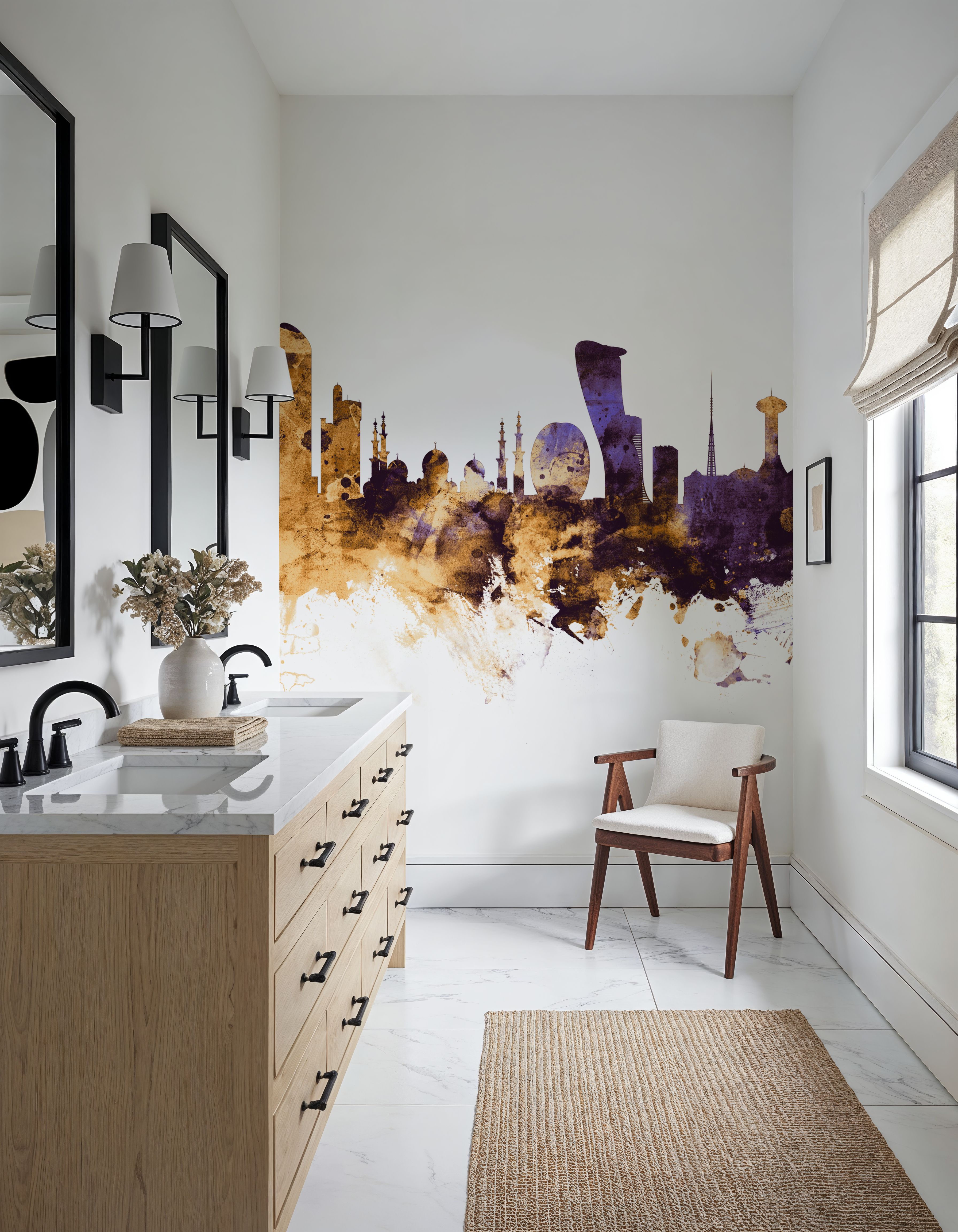 Abu Dhabi Skyline Purple & Gold