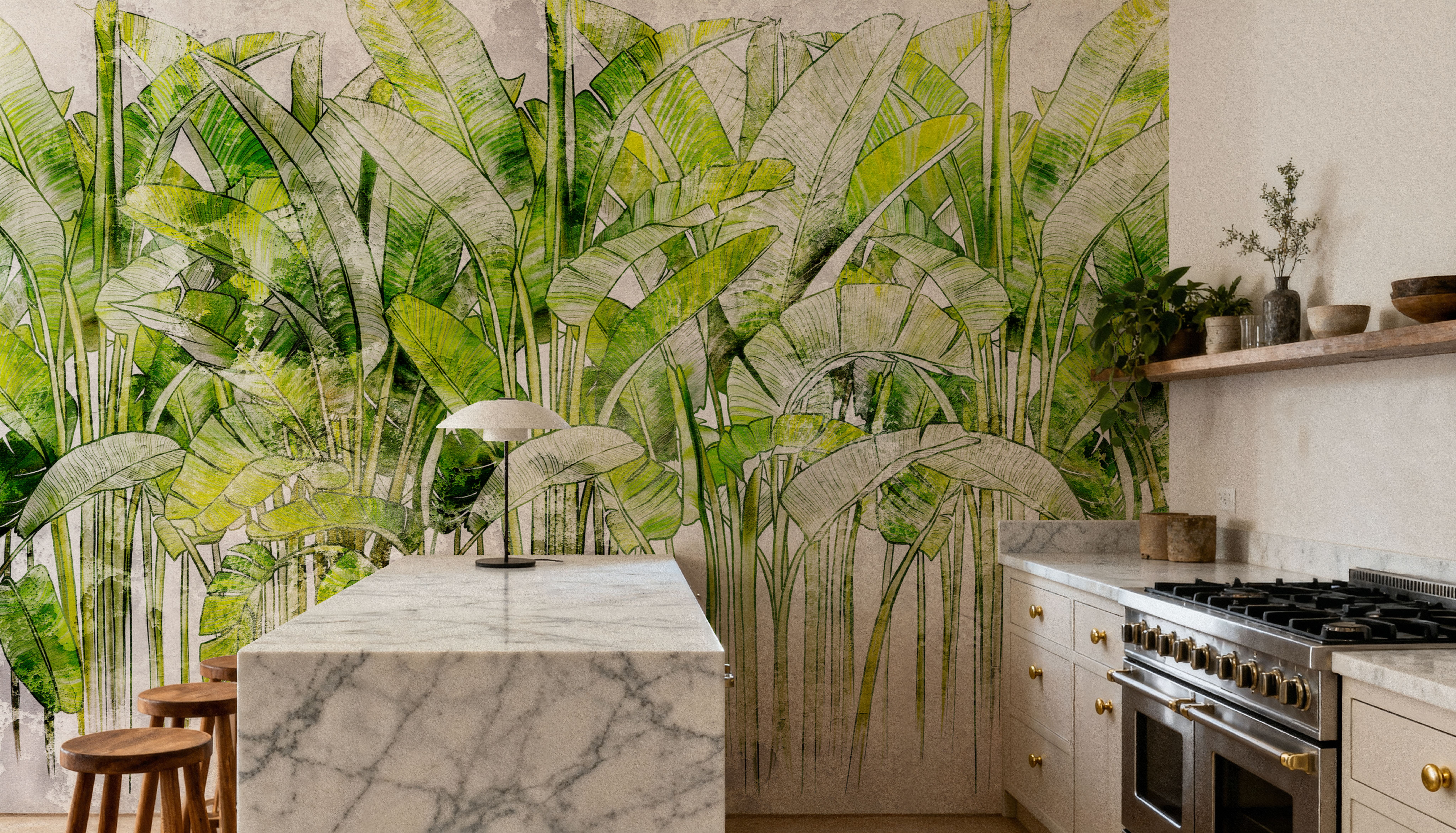 Wild Green Leaves , Papier peint