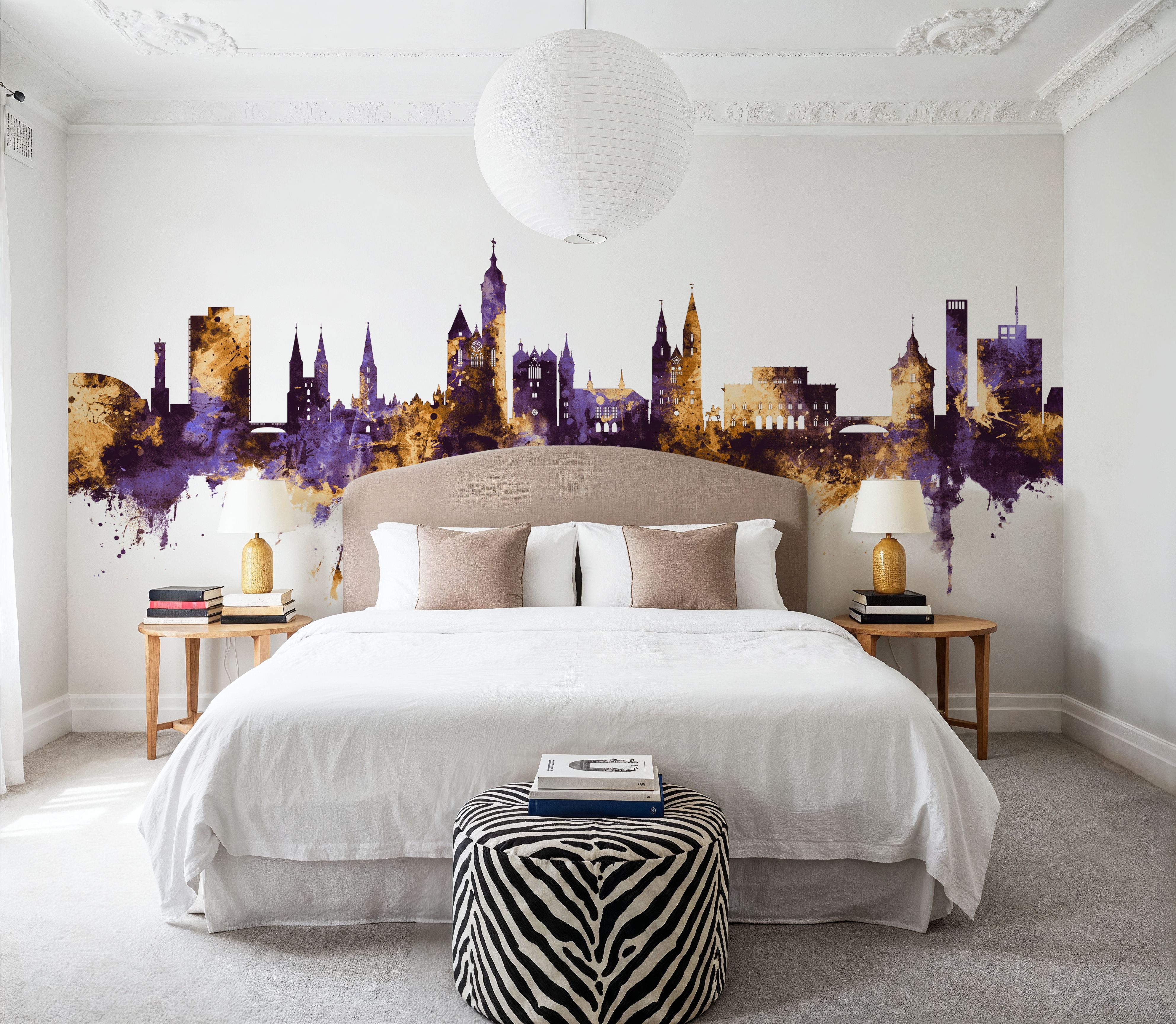 Braunschweig Germany Skyline Purple & Gold