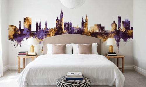 Braunschweig Germany Skyline Purple & Gold