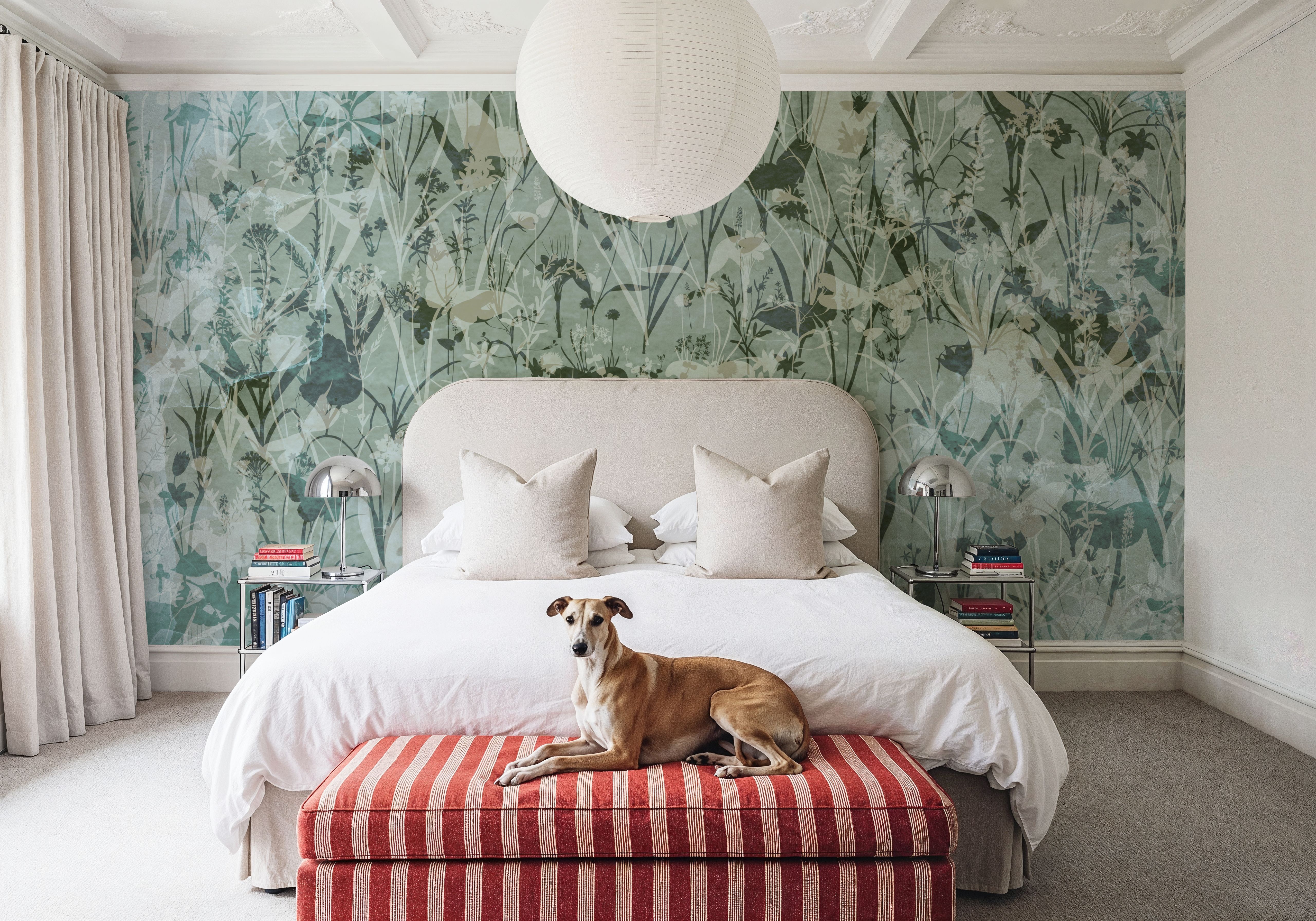 Herbals and Butterflies Double Silhouette Green Black