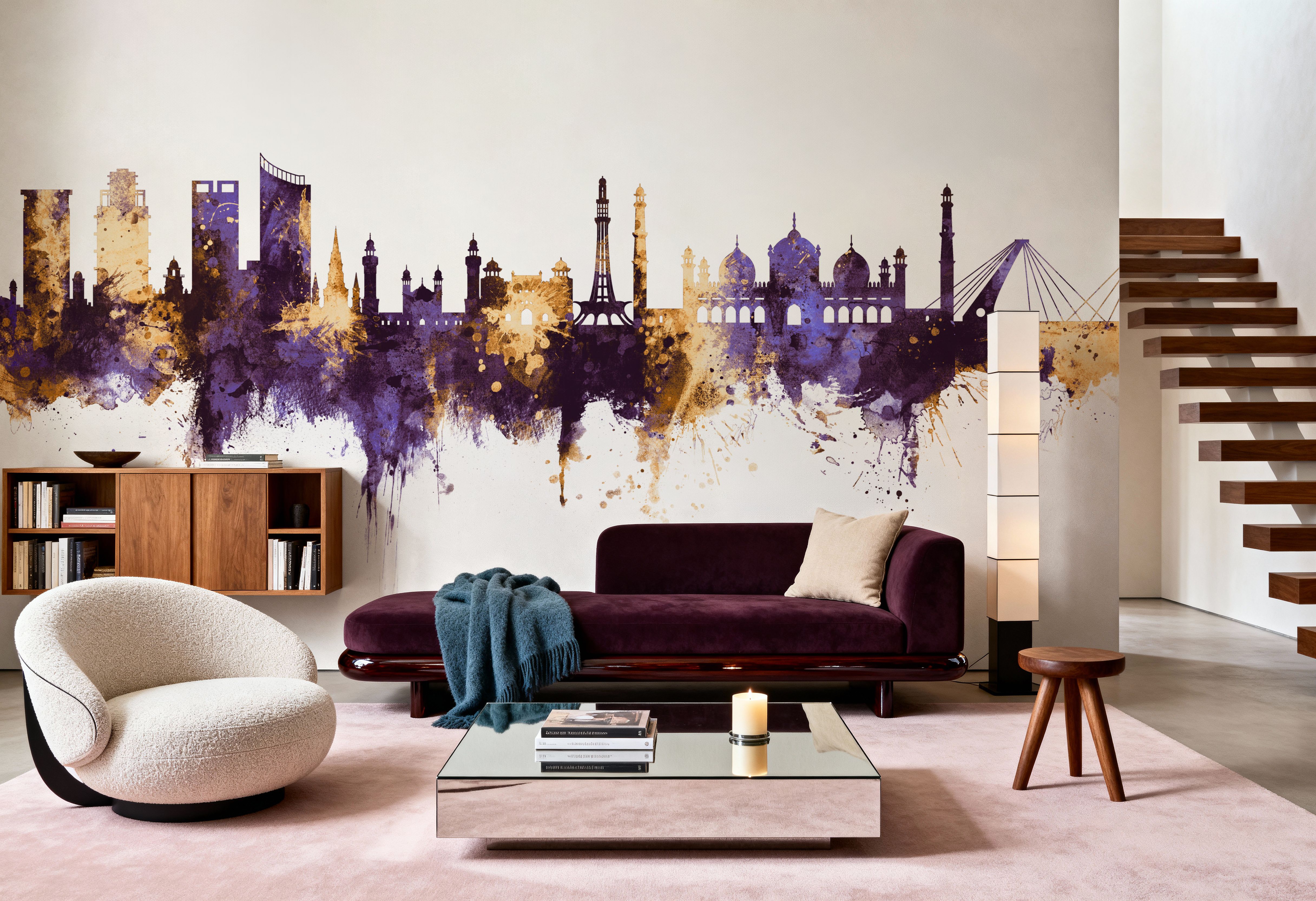 Lahore Pakistan Skyline Purple & Gold