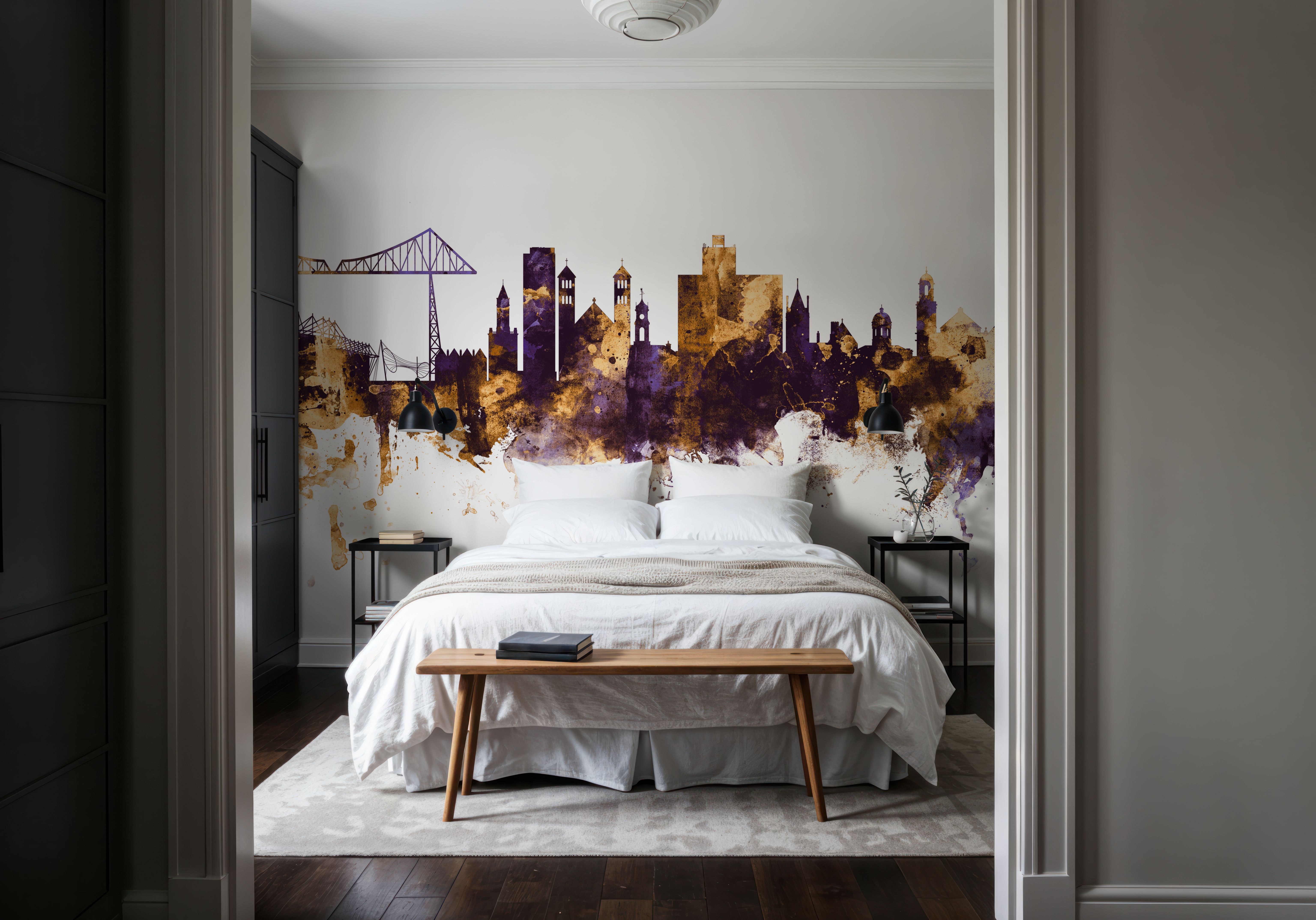 Middlesbrough England Skyline Purple & Gold