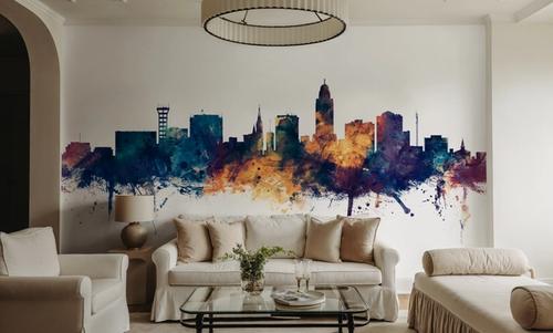 Lincoln Nebraska Skyline Blue & Bronze