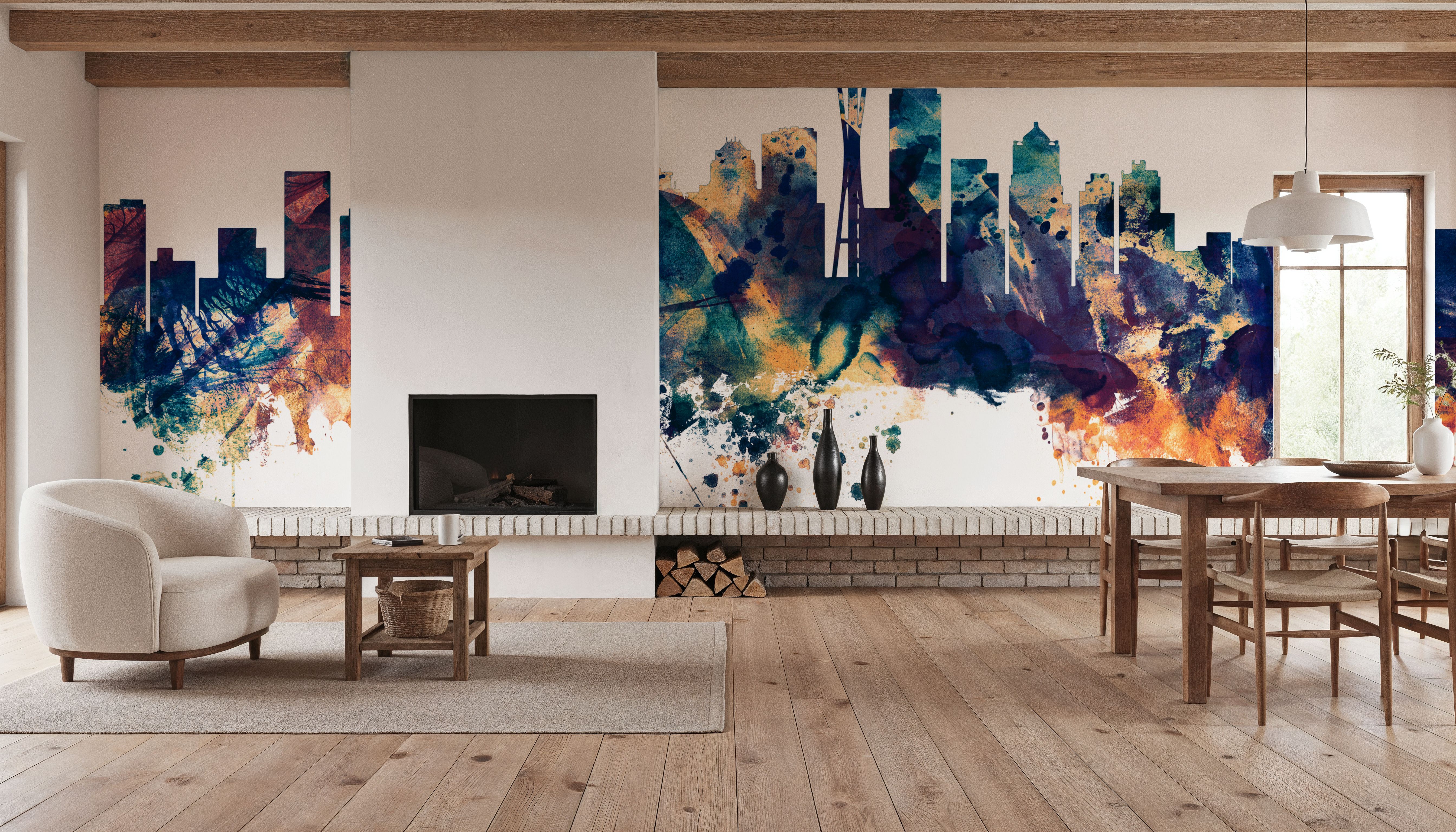 Seattle Skyline Blue & Bronze