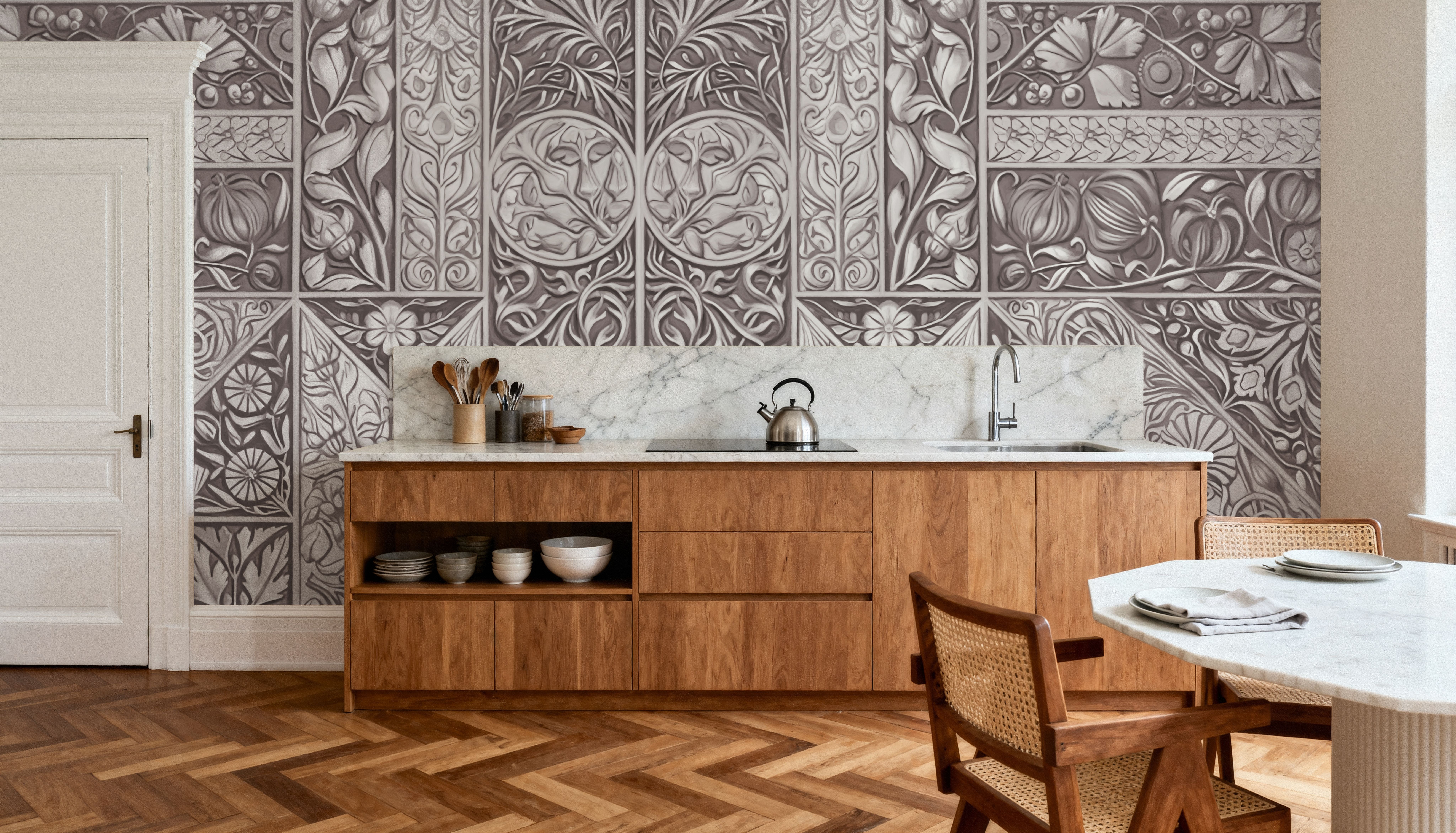 Flower Collection, Mauve, Wallpaper