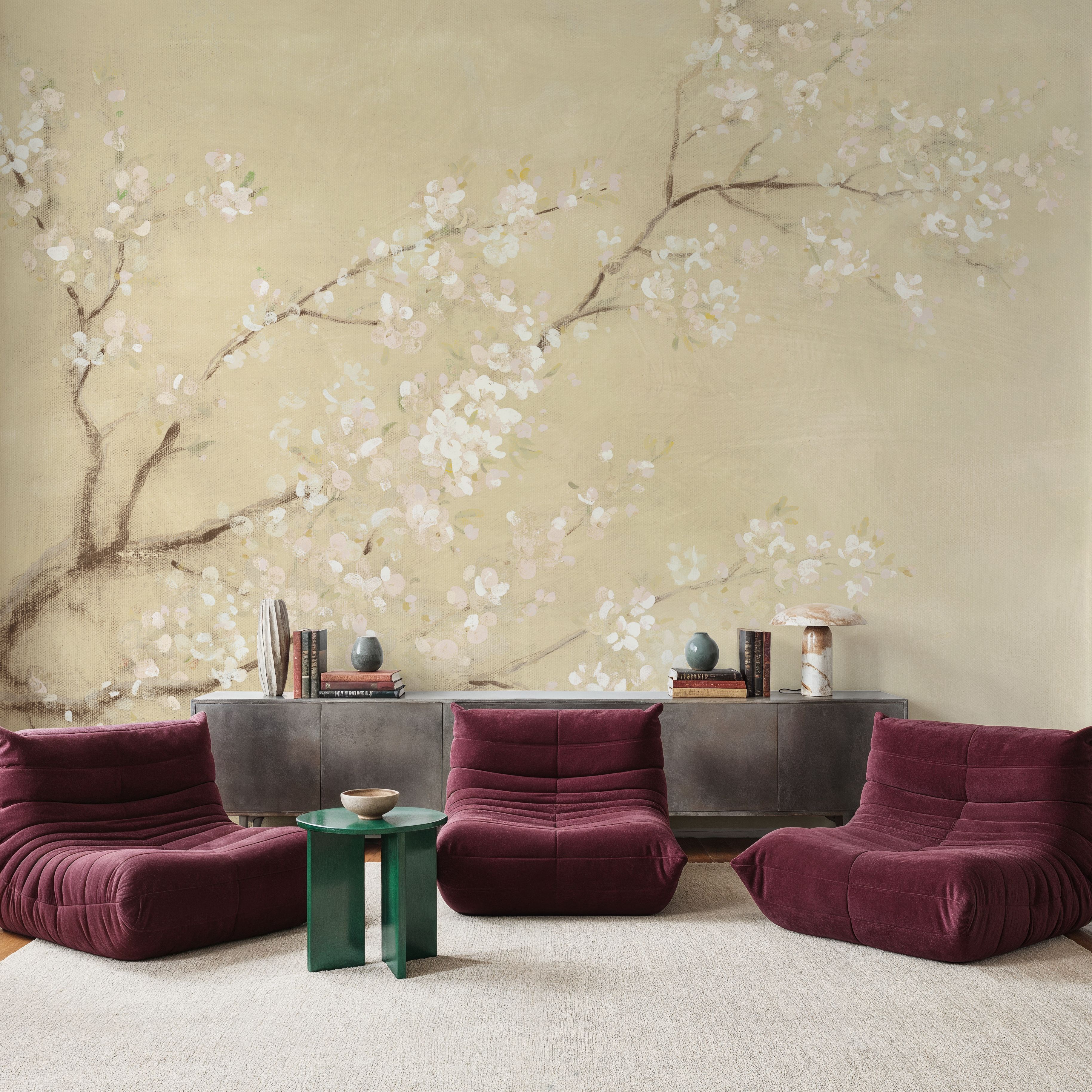 White Cherry Blossoms I Linen