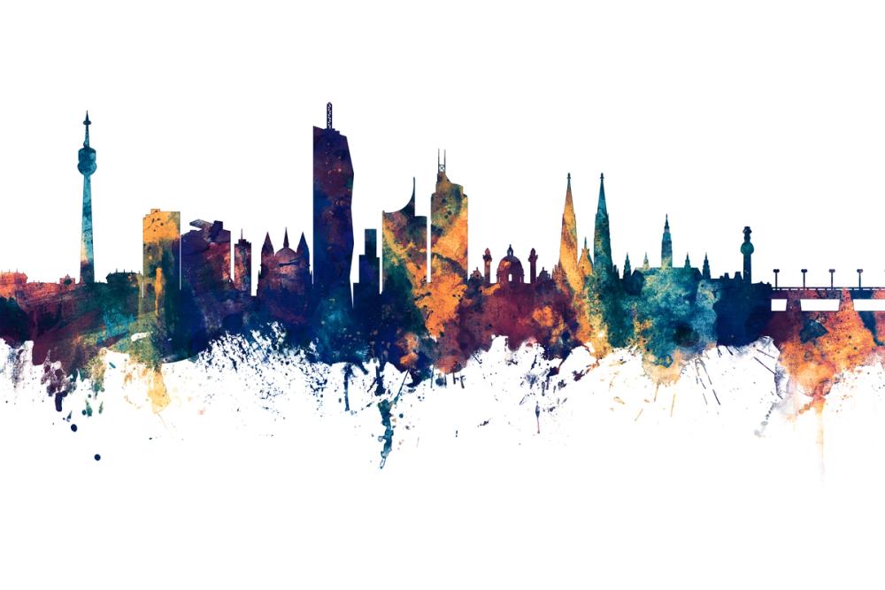 Vienna Austria Skyline Blue & Bronze