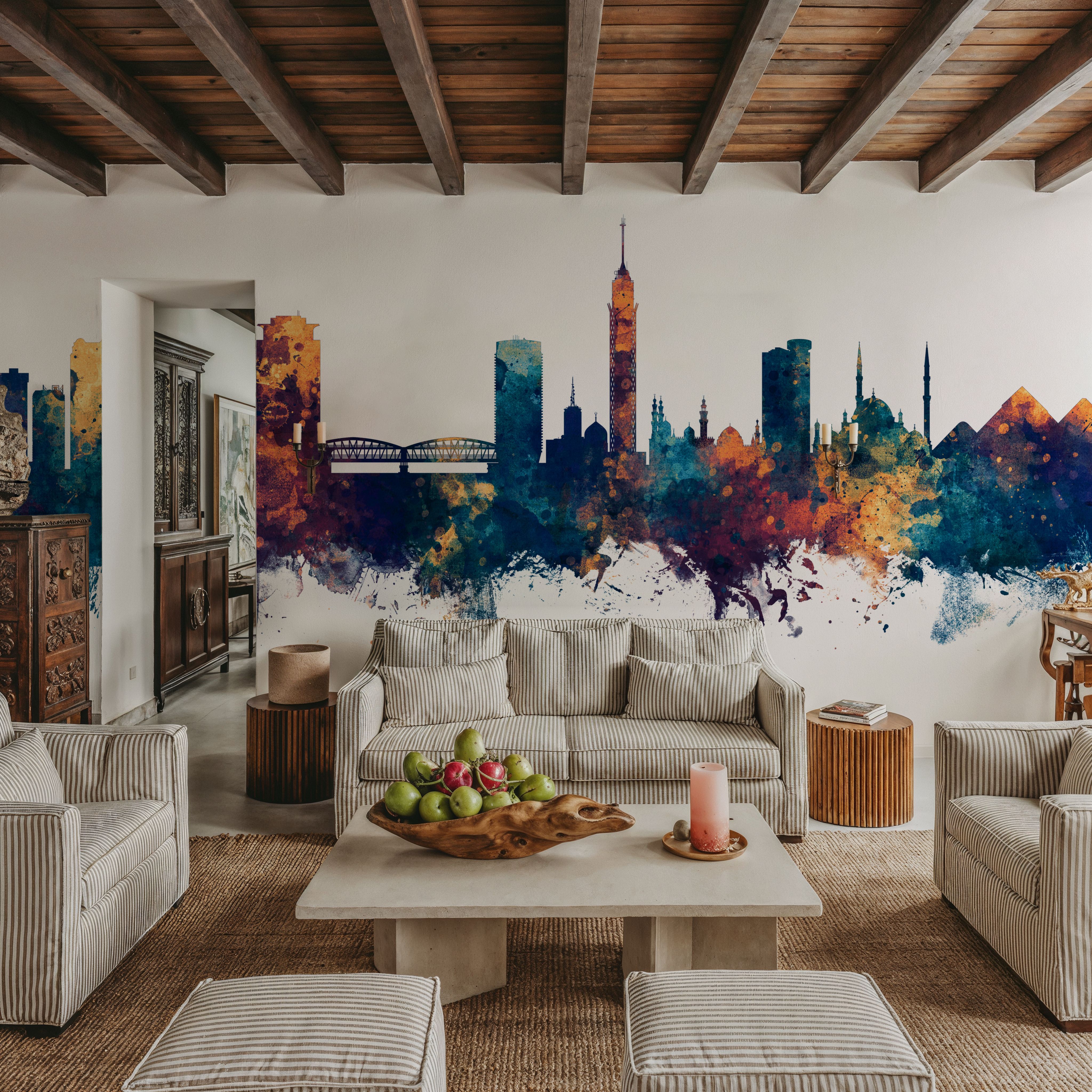 Cairo Egypt Skyline Blue & Bronze