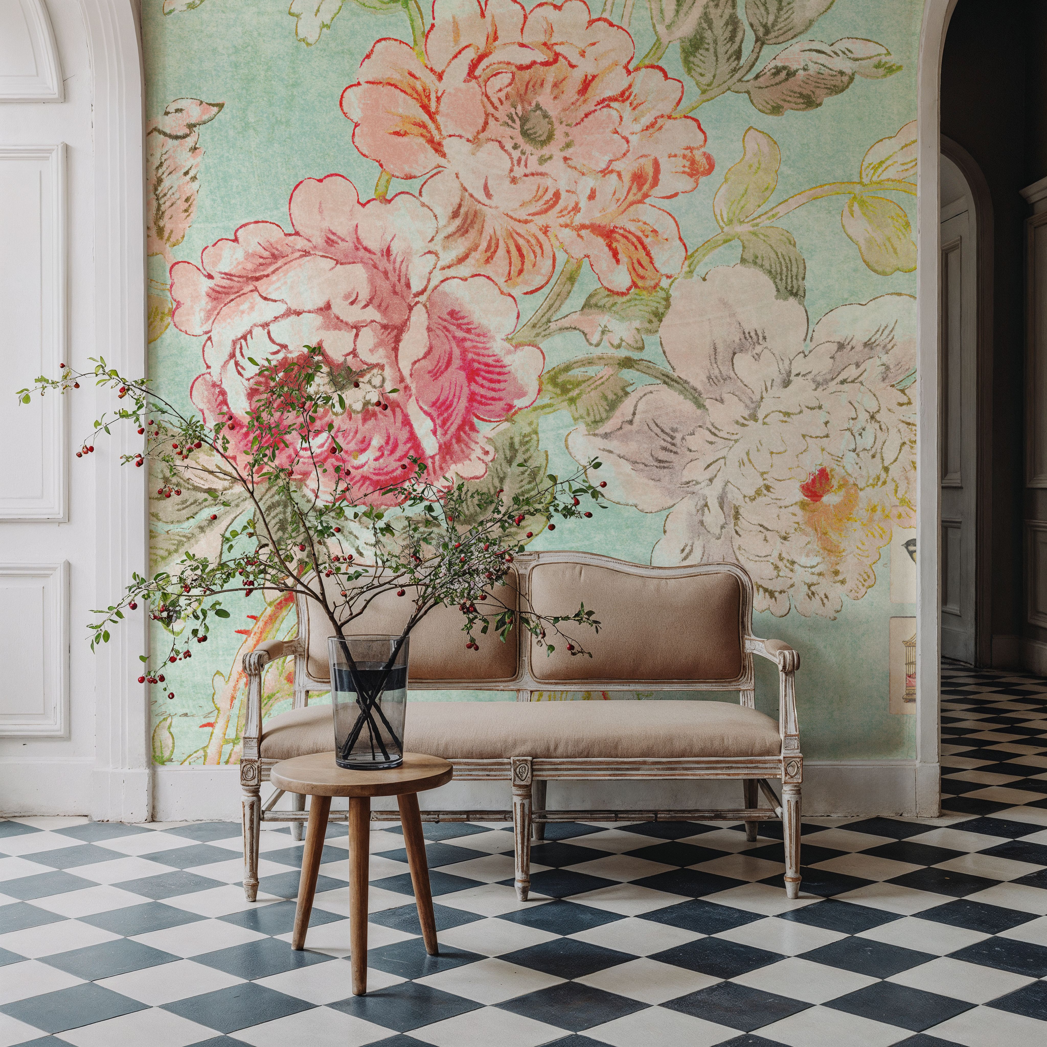 Cottage Roses I Blue