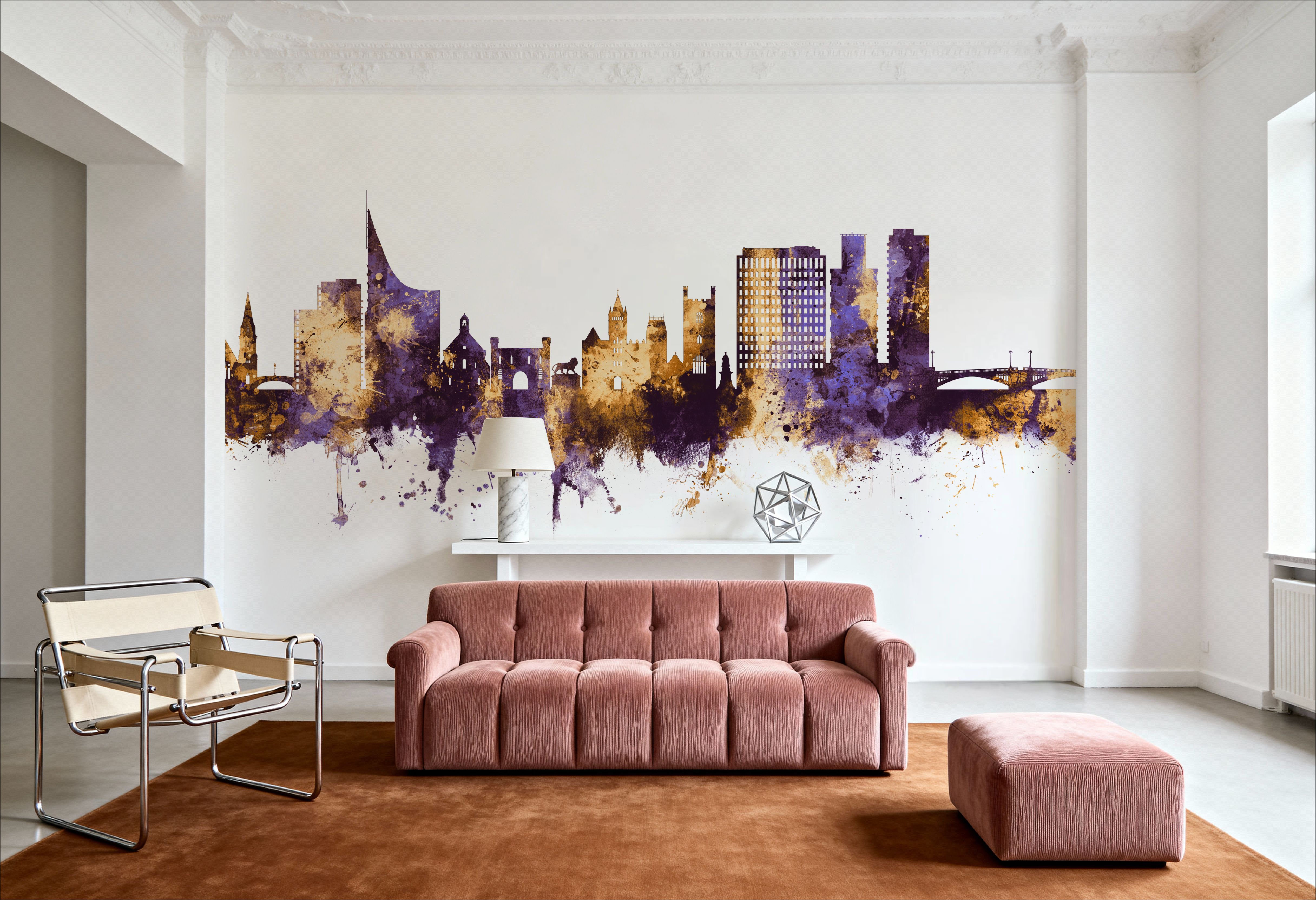 Reading England Skyline Purple & Gold