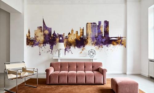 Reading England Skyline Purple & Gold