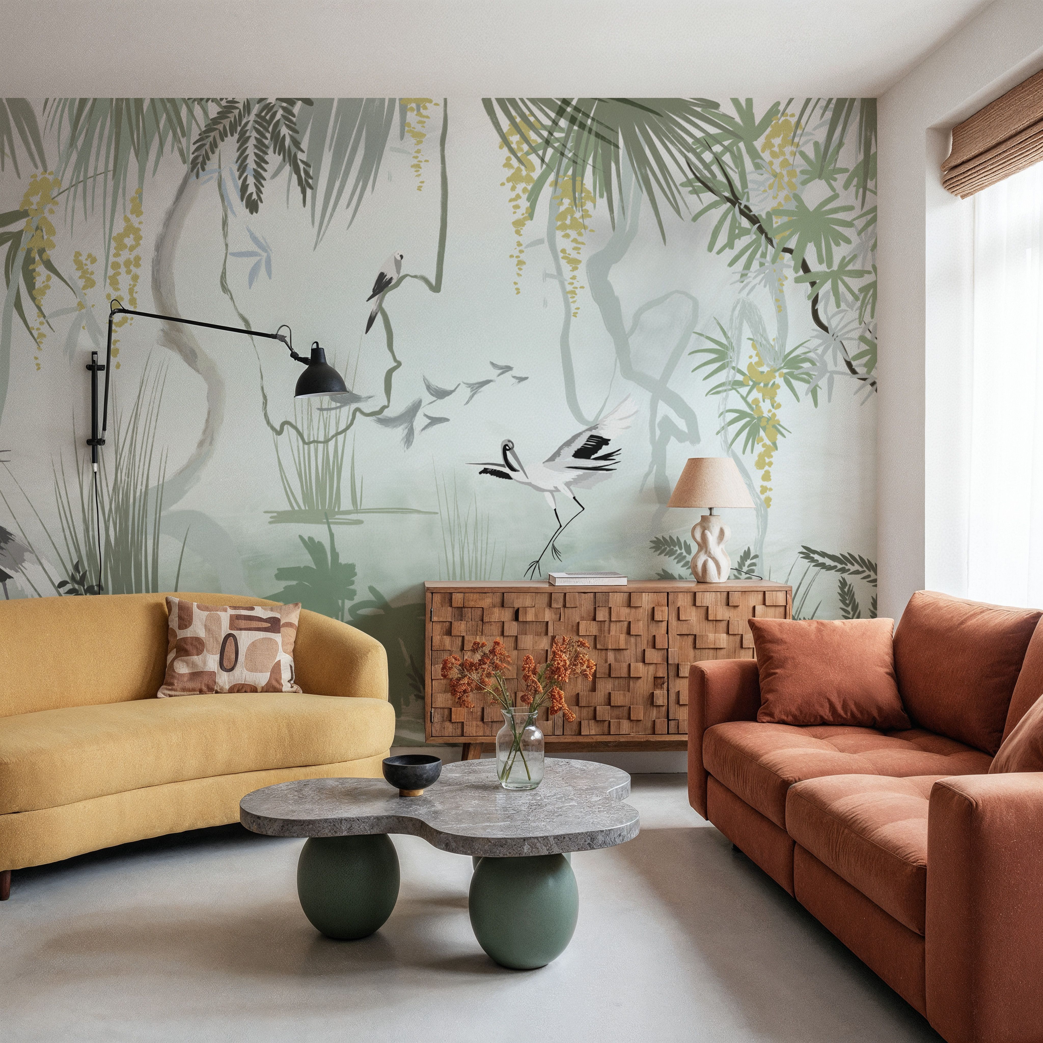 Painted Herons Scenery, Green