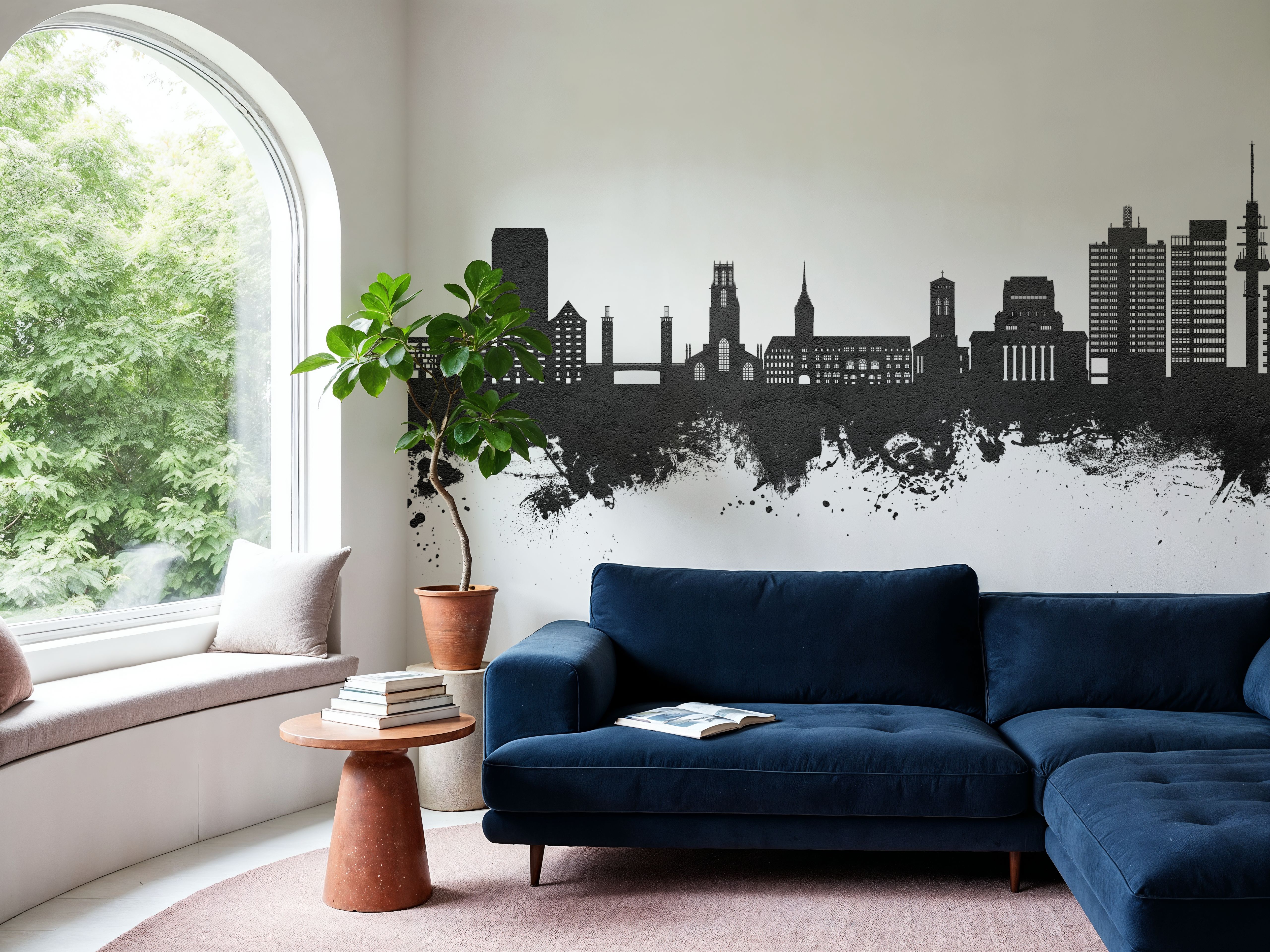 Duisburg Germany Skyline Black & White