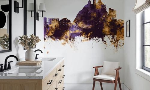 Monterosso al Mare Italy Skyline Purple & Gold