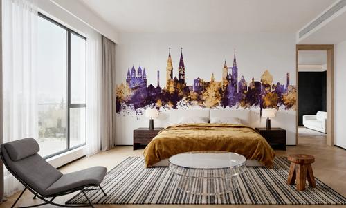 Halberstadt Germany Skyline Purple & Gold
