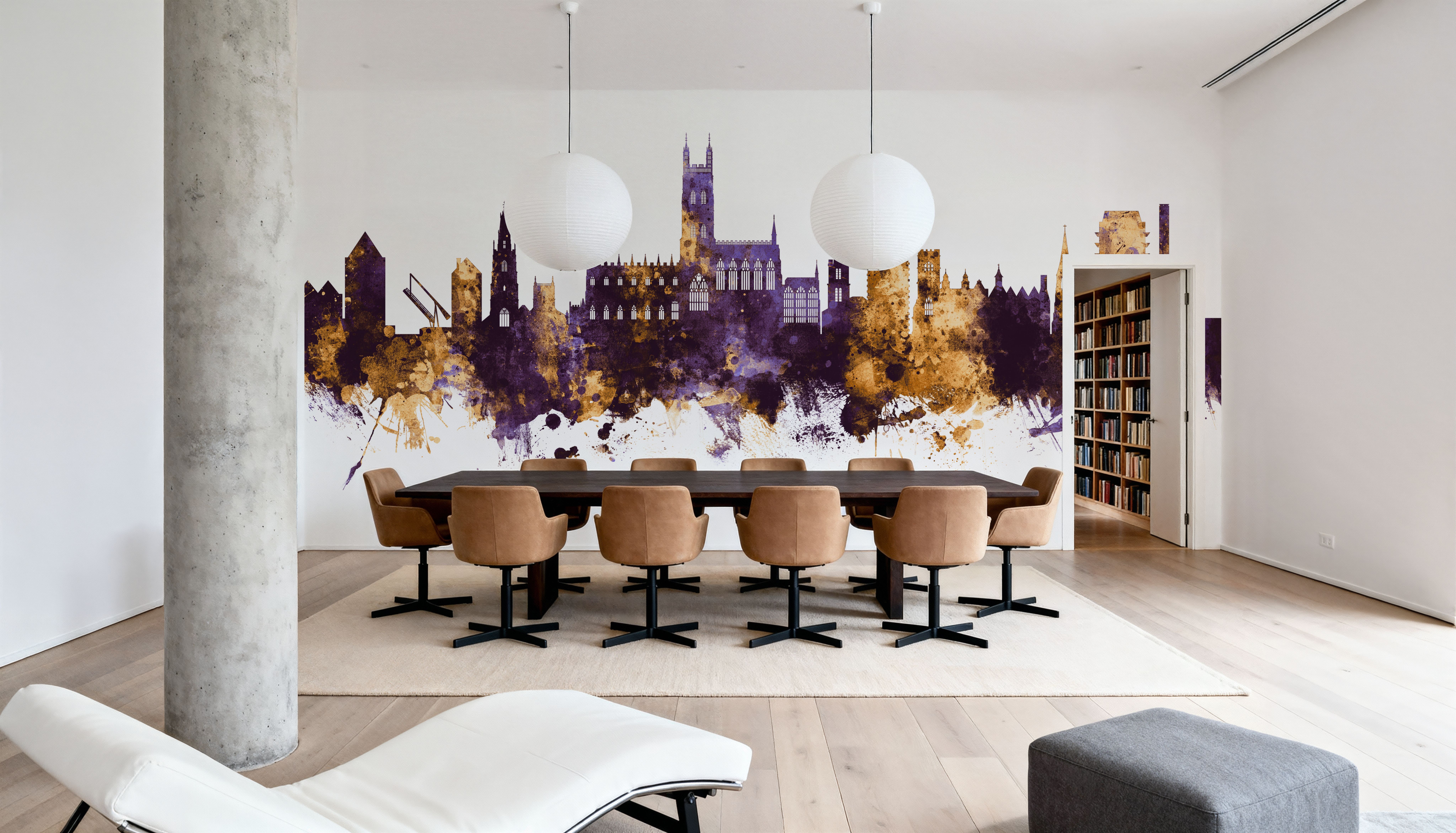 Gloucester England Skyline Purple & Gold