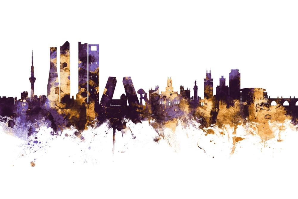 Madrid Skyline Purple & Gold
