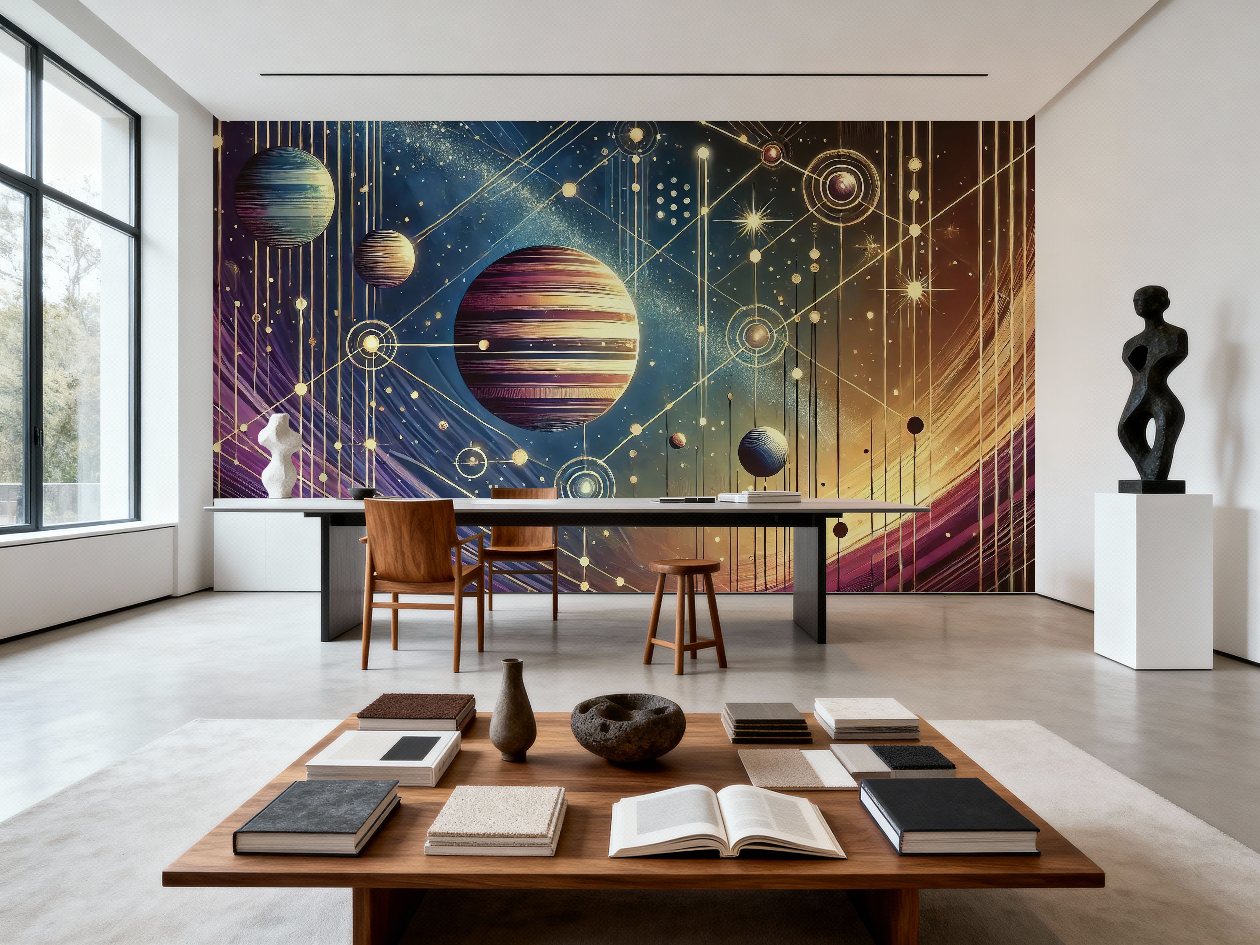 Galactic Harmony Scene in Art Deco