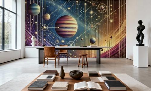 Galactic Harmony Scene in Art Deco