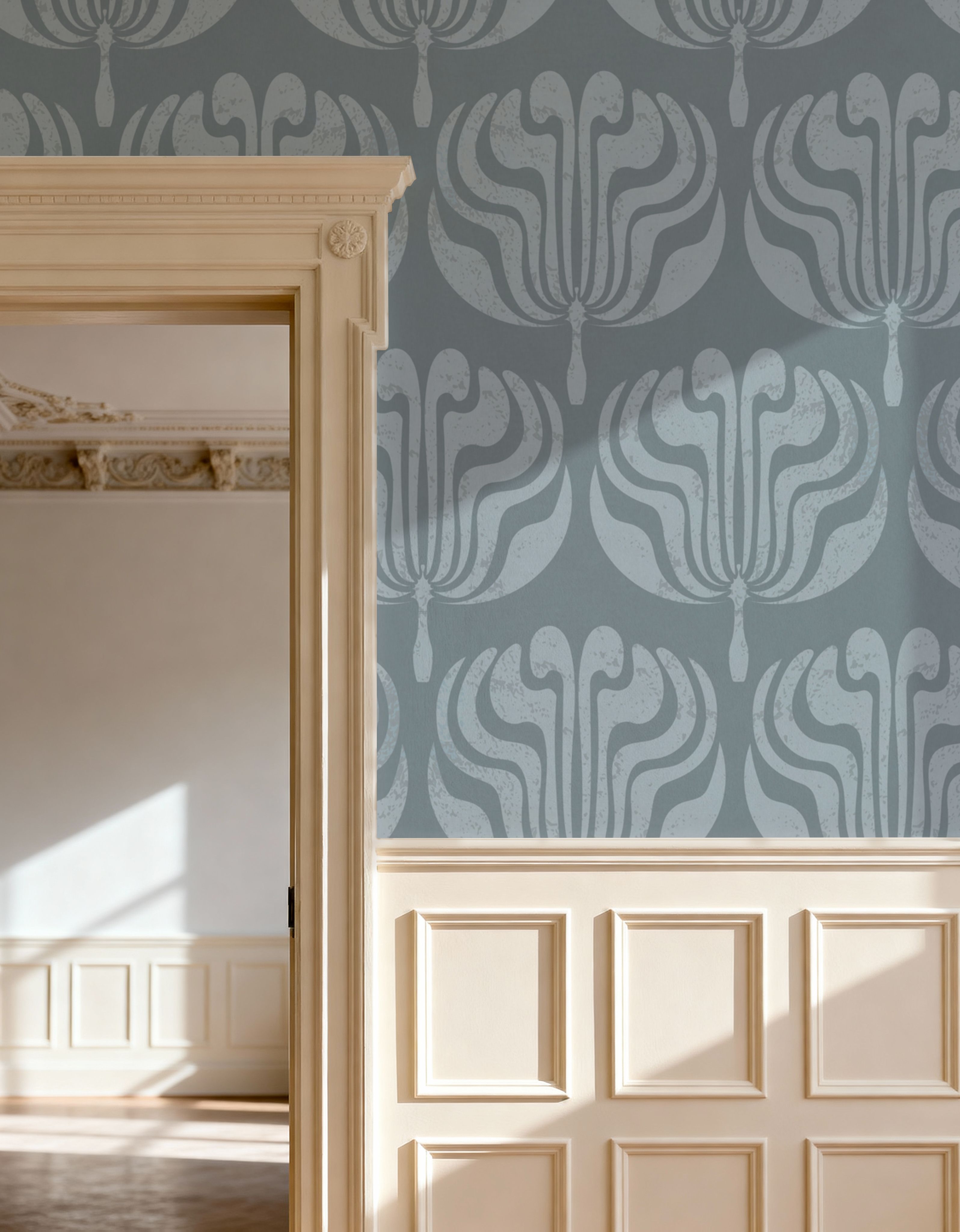 Fan Damask Blue