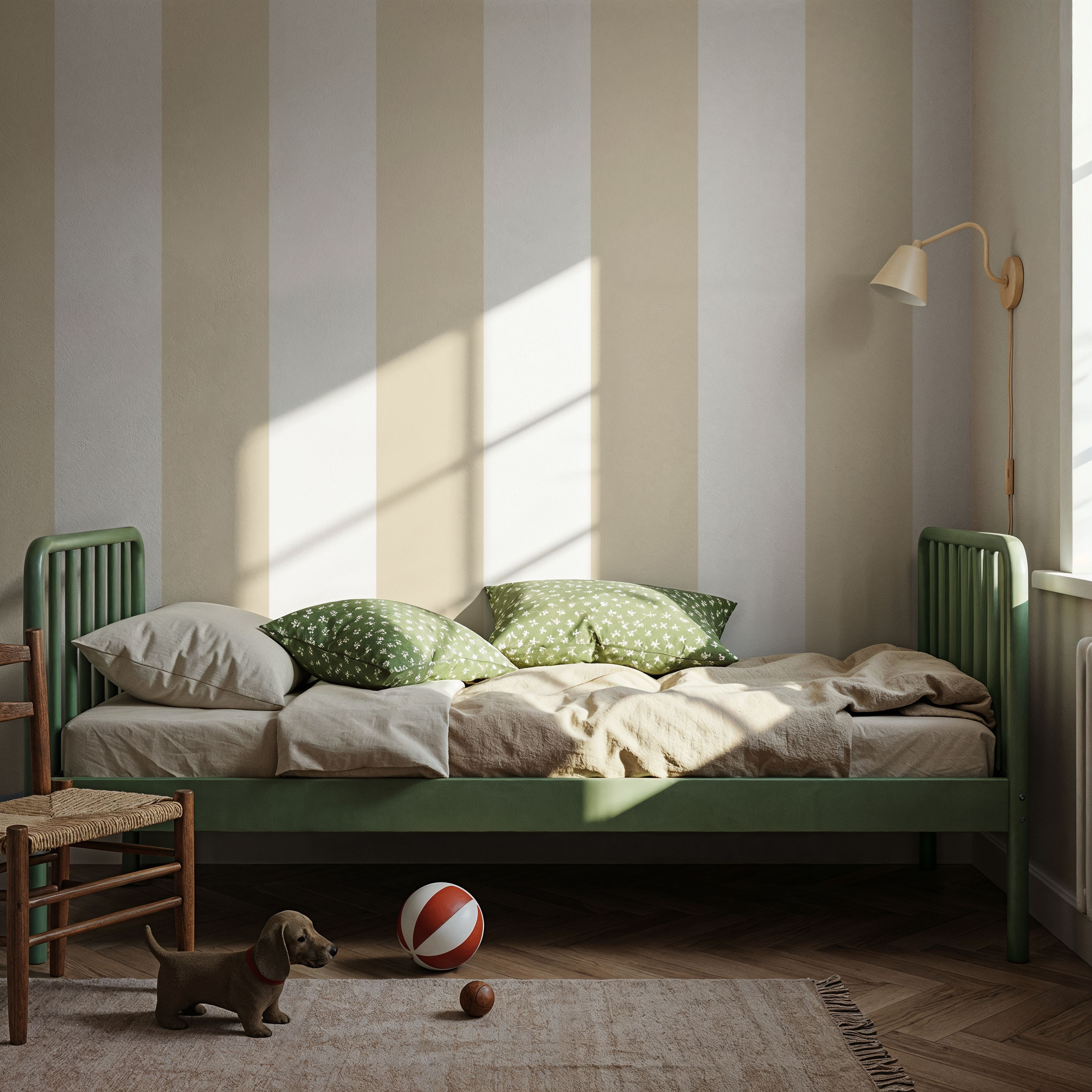 Scalloped Circus Stripes, Beige