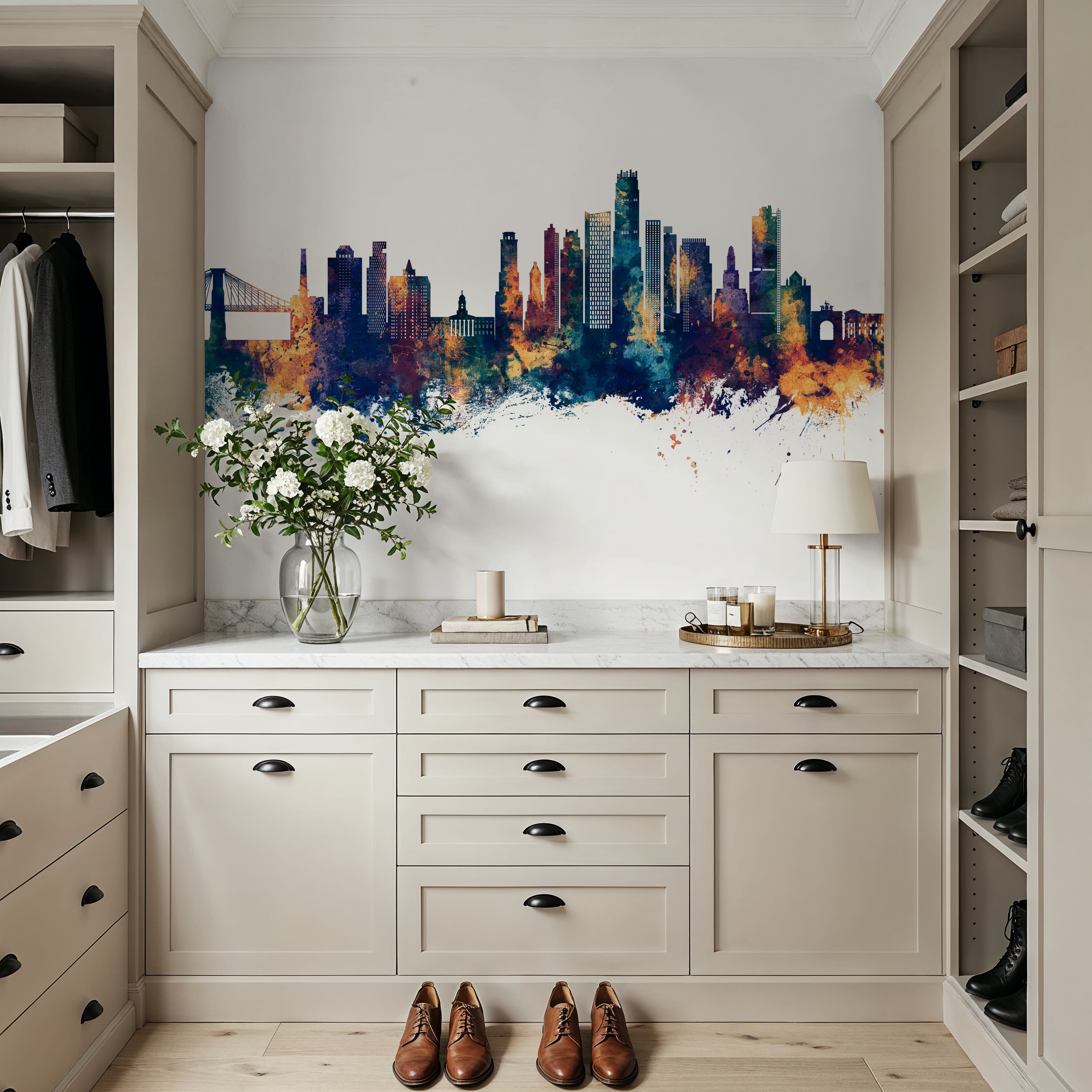 Brooklyn New York Skyline Blue & Bronze