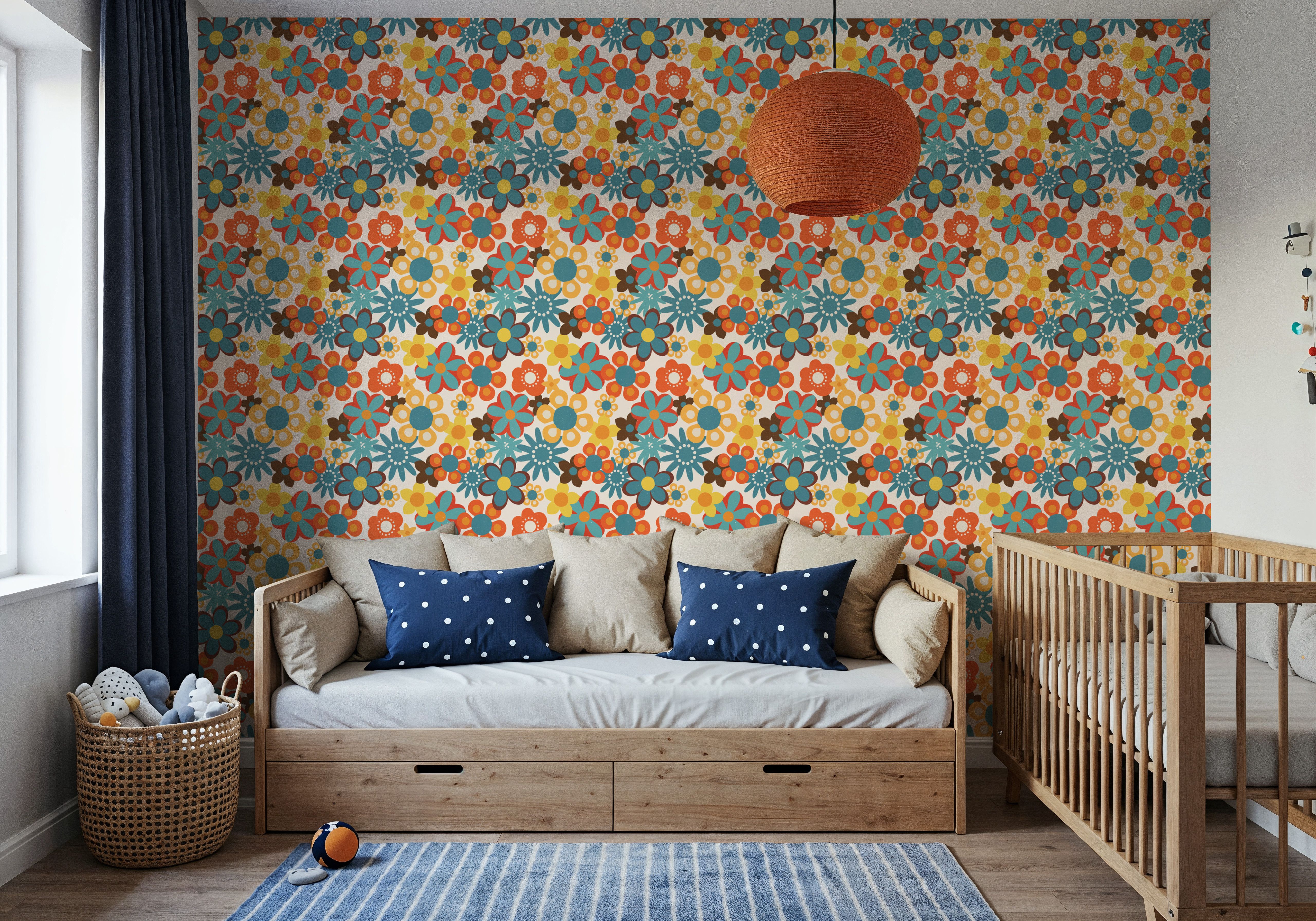 Flower Power, Yellow on Cream