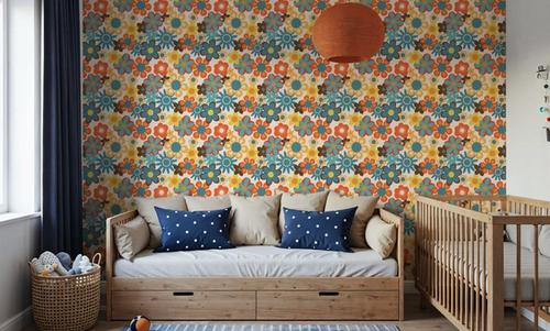 Flower Power, Yellow on Cream