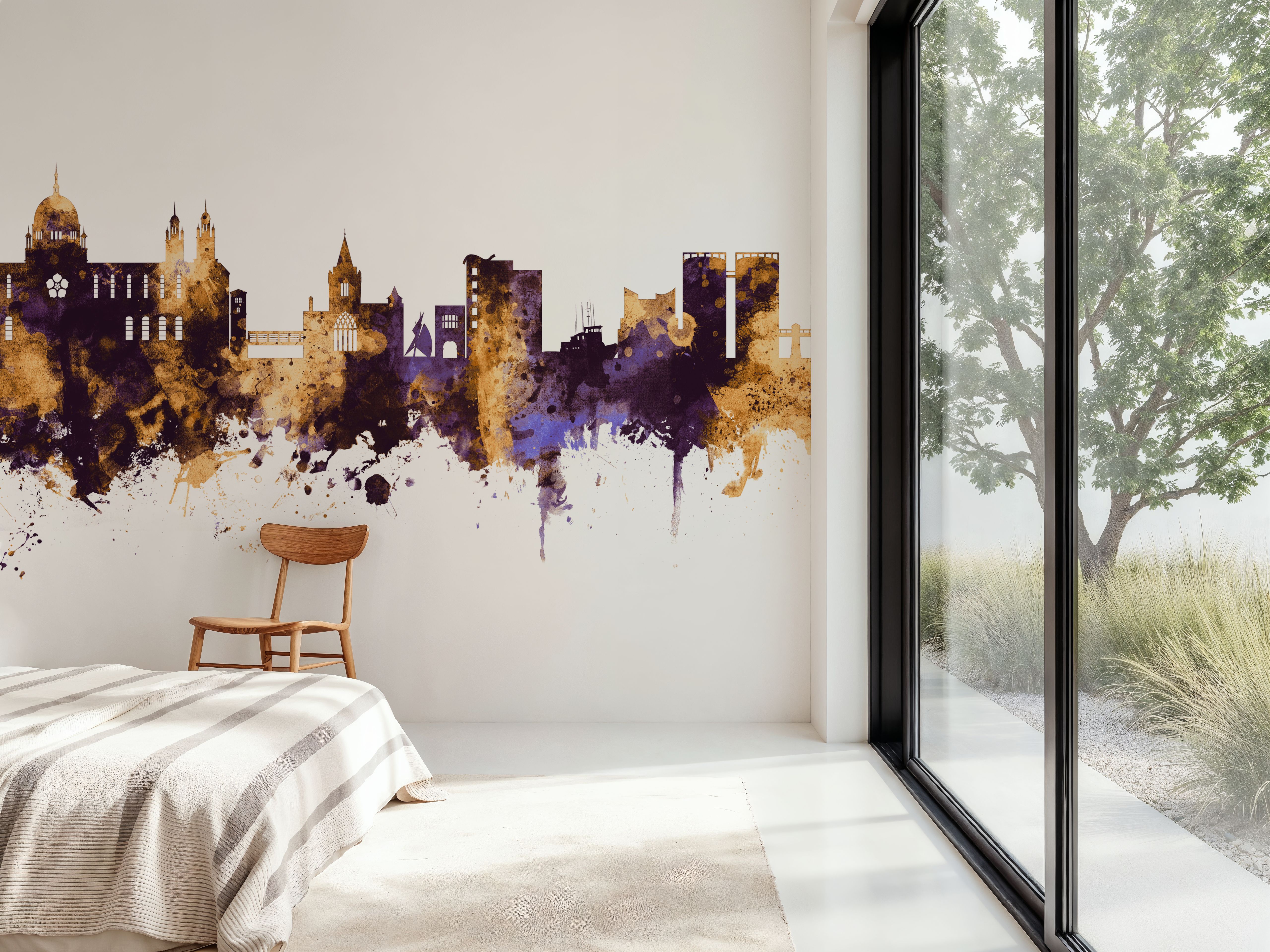 Galway Ireland Skyline Purple & Gold