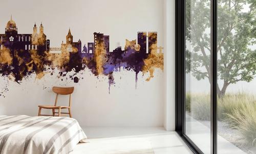 Galway Ireland Skyline Purple & Gold