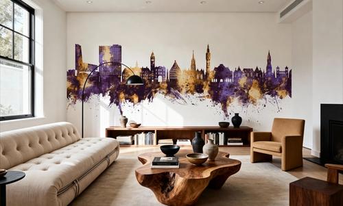 Lille France Skyline Purple & Gold