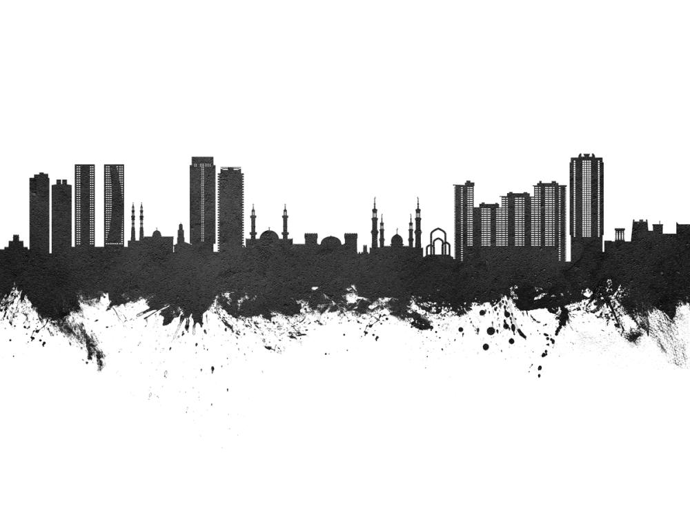 Ajman Skyline Black & White