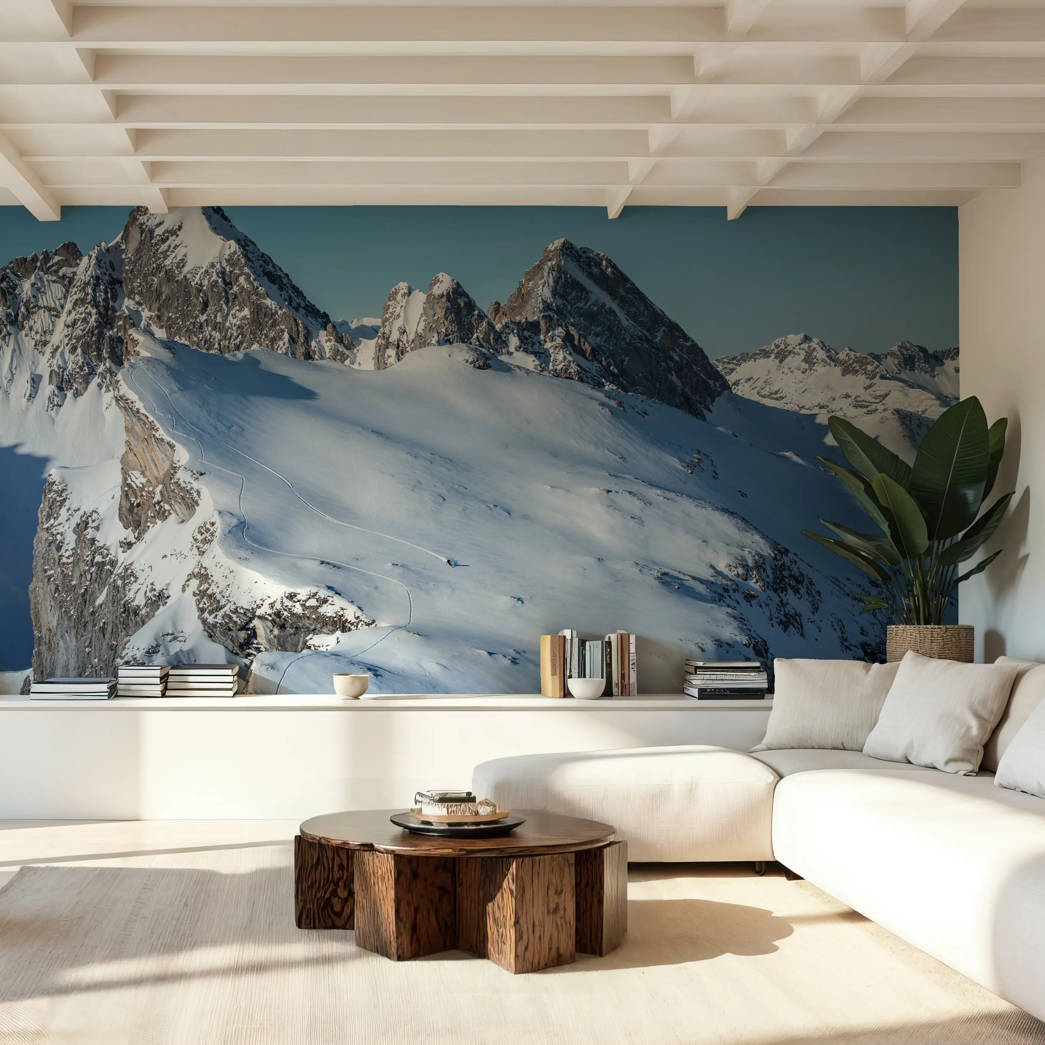 Wall Mural - Perfect Line - Mountains Landscapes mural wallpaper - White - Offices - Wallism UK - Peel & Stick or Paste-the-Wall
