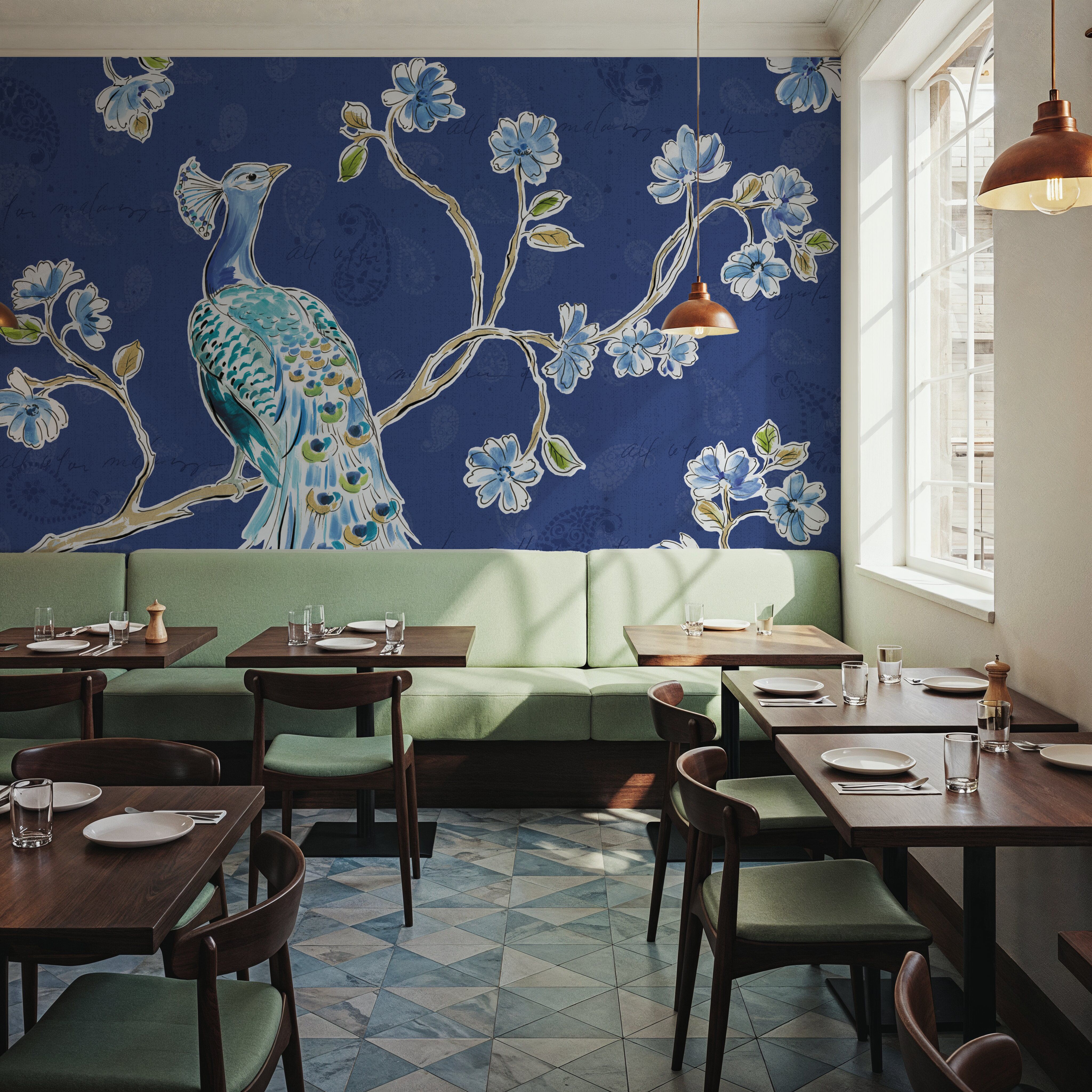 Peacock Allegory I Blue