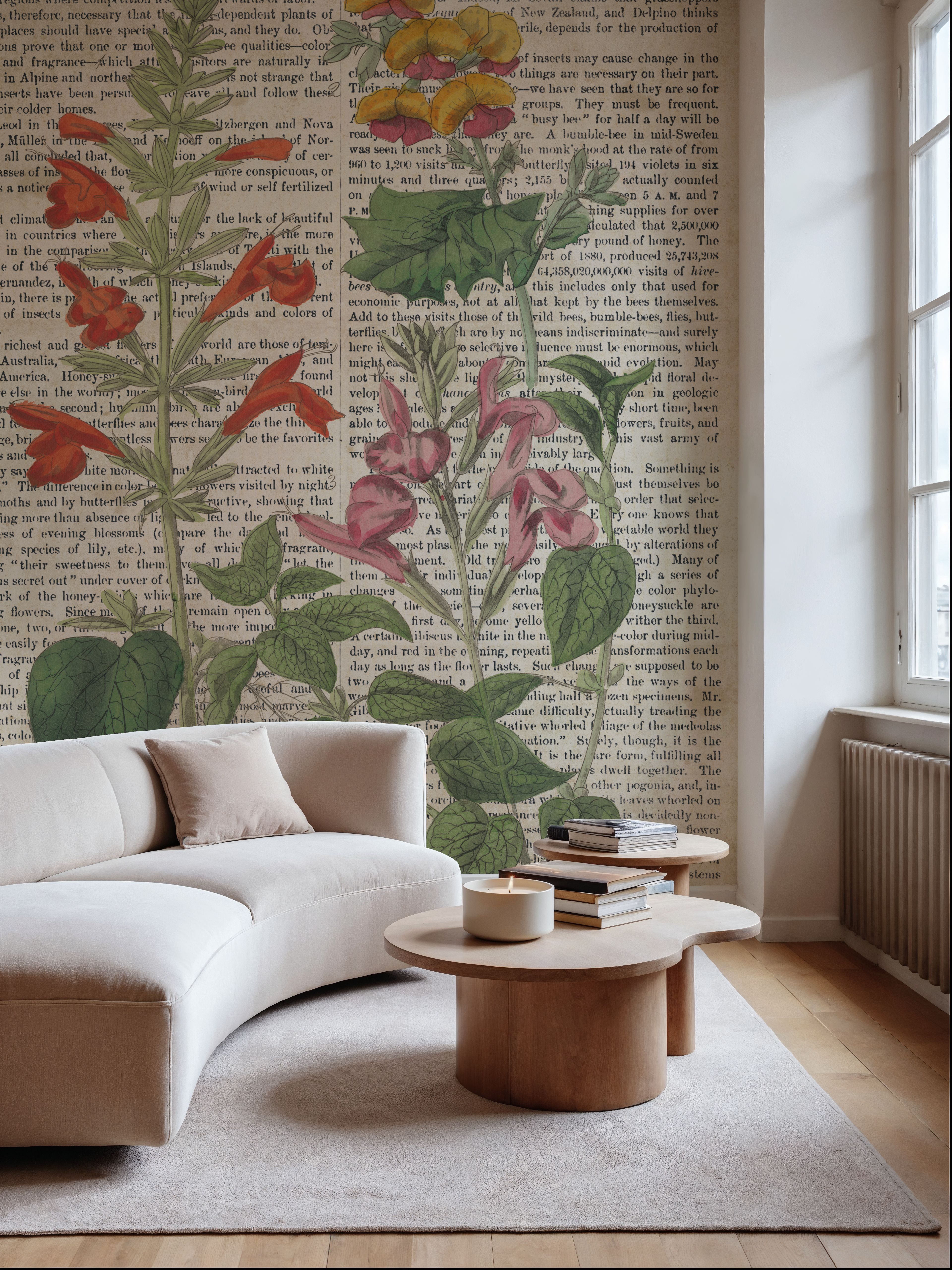 Salvia Florals on Newsprint I