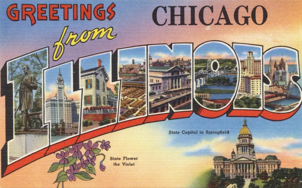 Greetings from Illinois - Screenprint Postcard