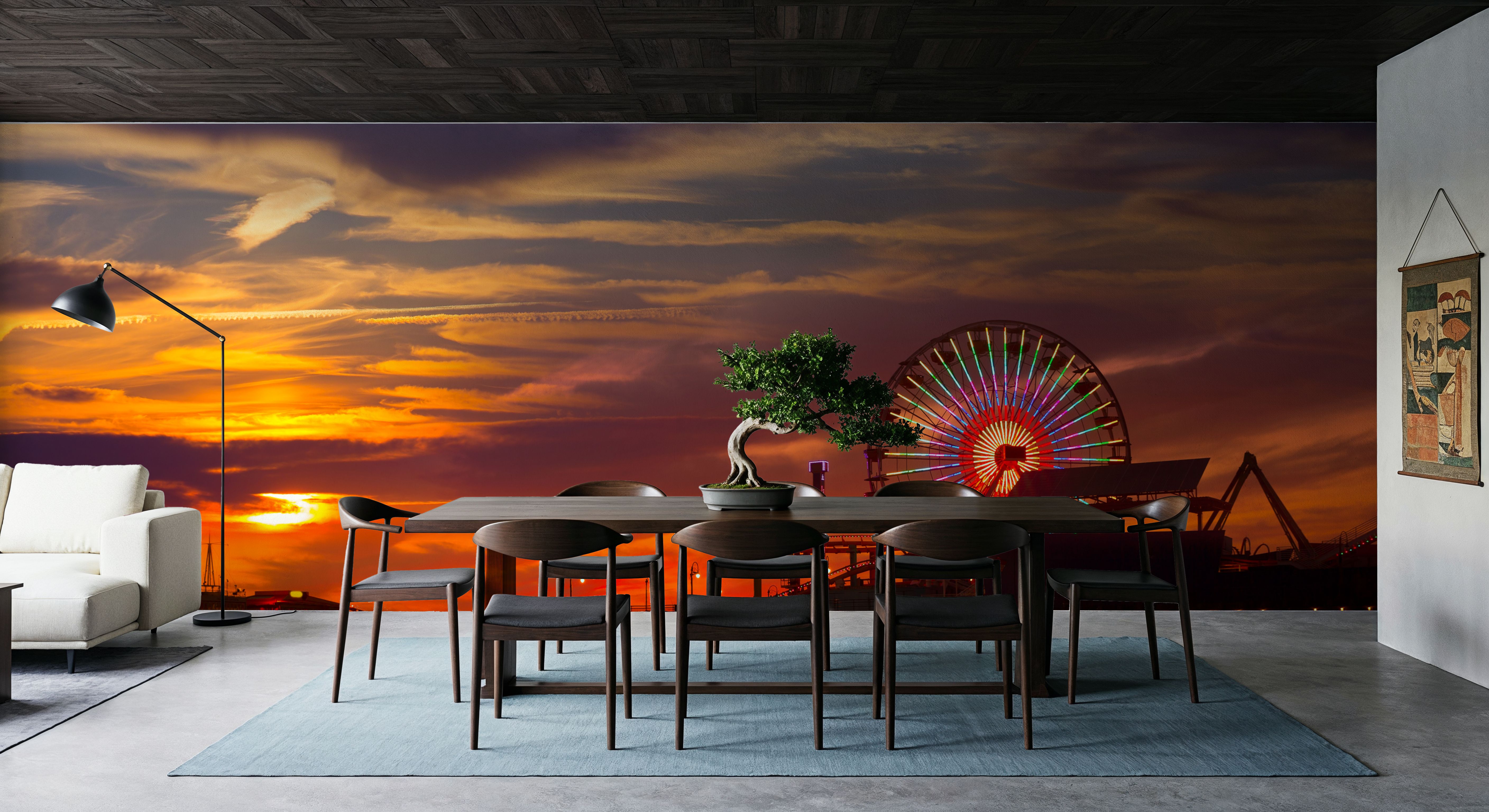 Santa Monica Pier Sunset Orange