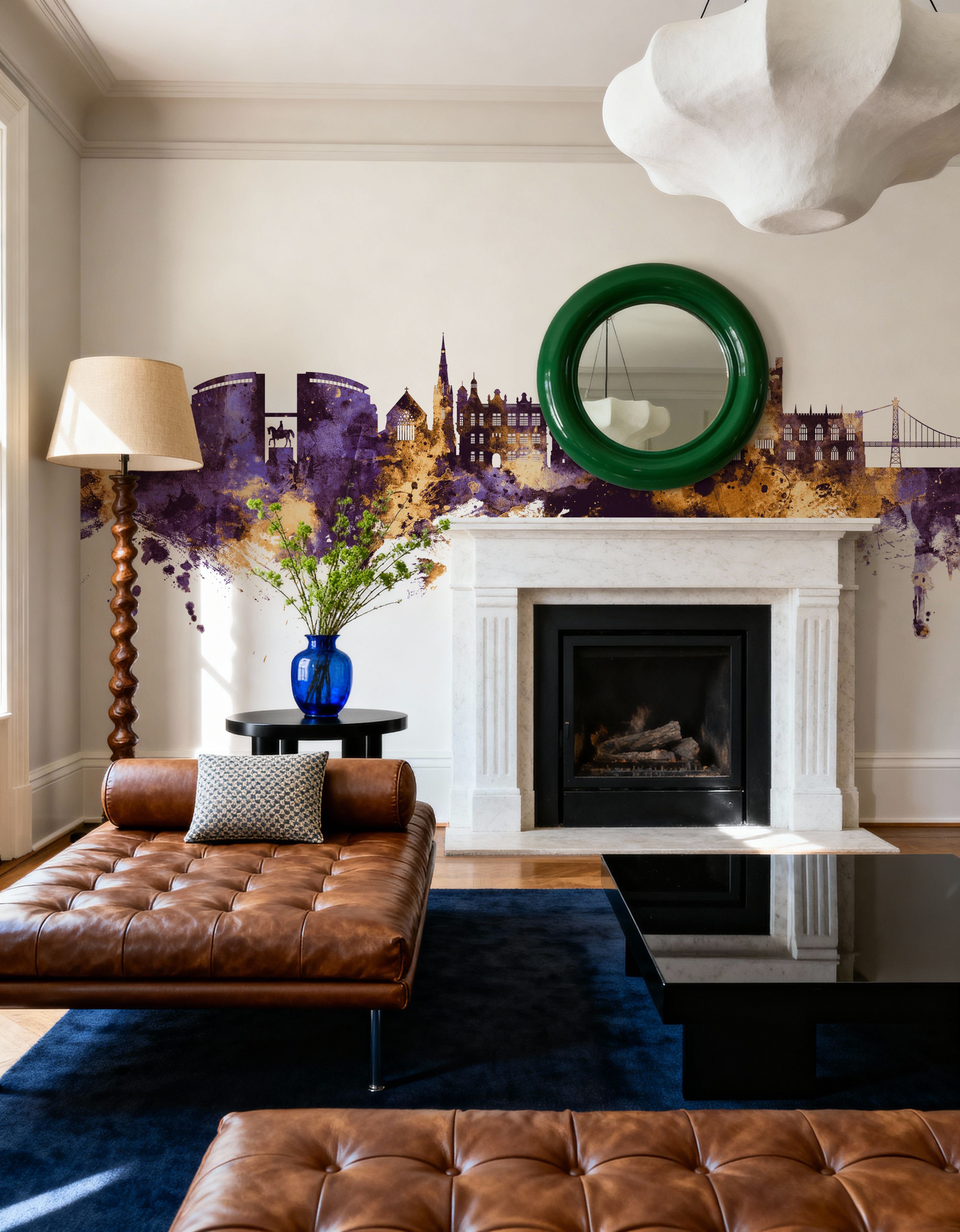 Chester England Skyline Purple & Gold