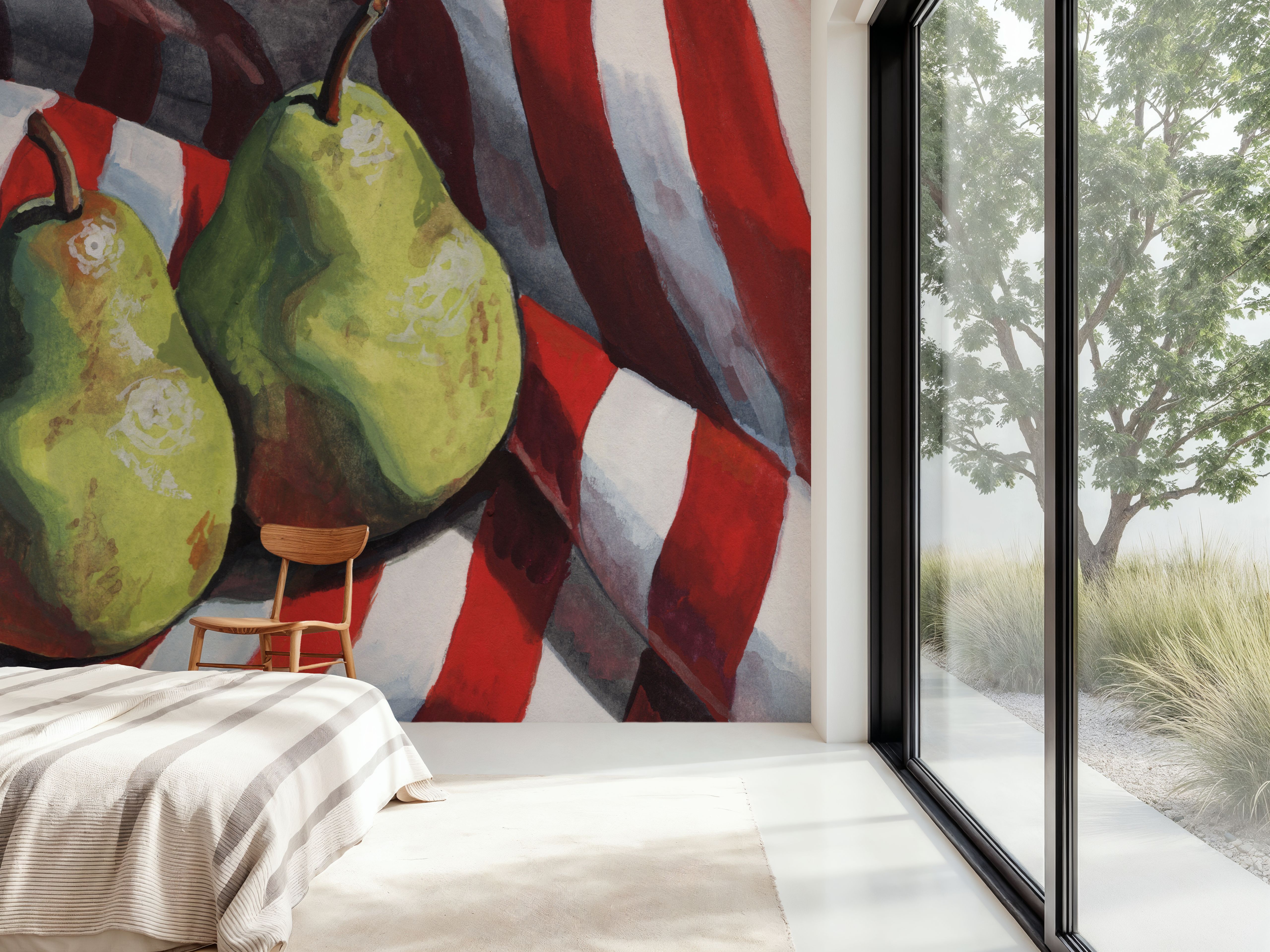 Two Pears on a Striped Cloth