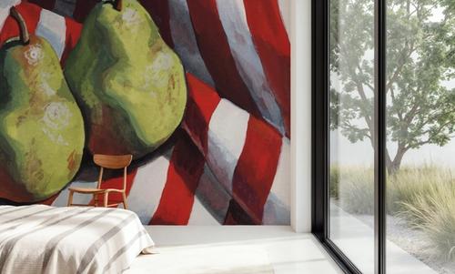 Two Pears on a Striped Cloth
